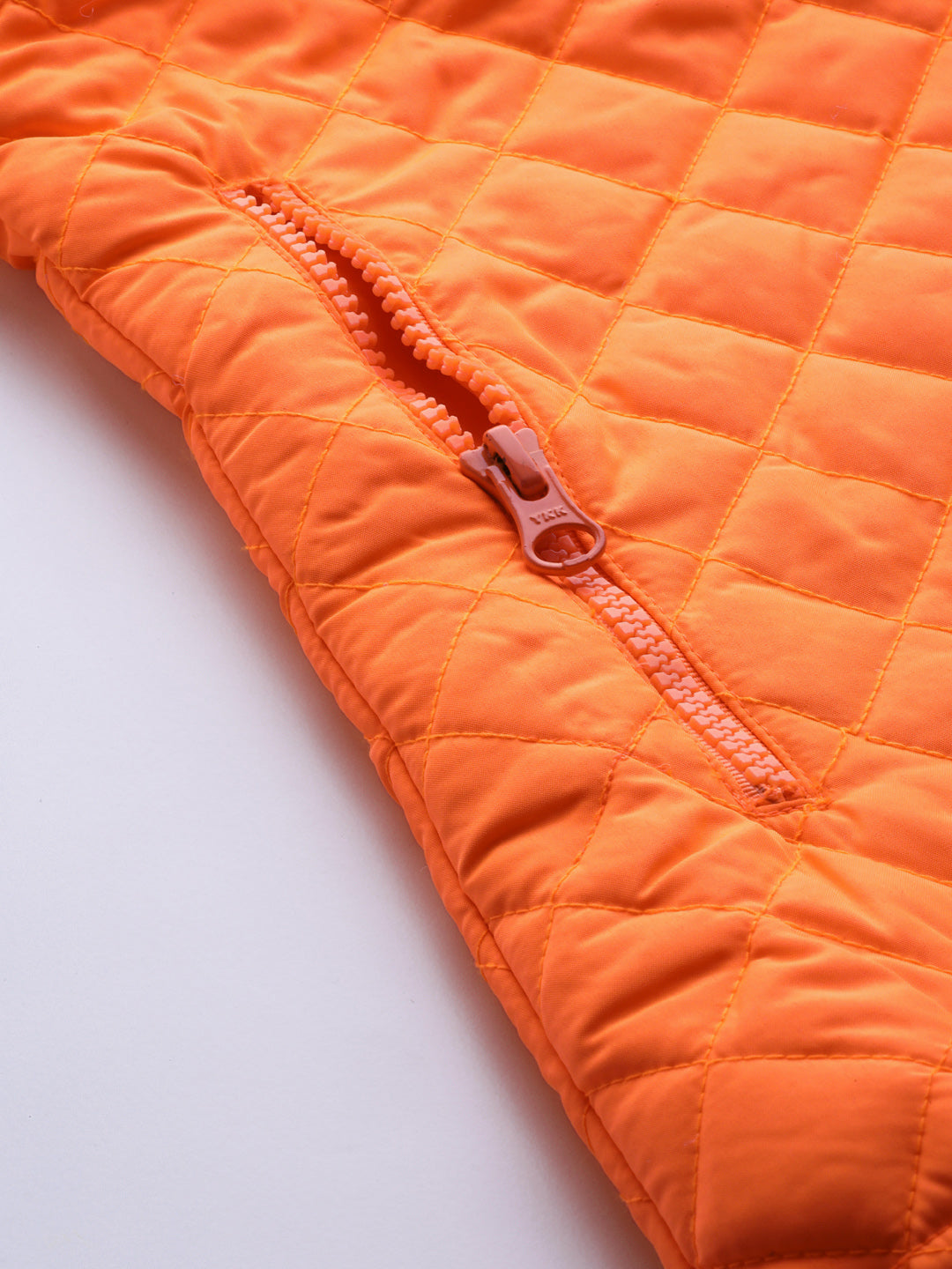 Women Neon Orange Sleeveless Puffer Jacket