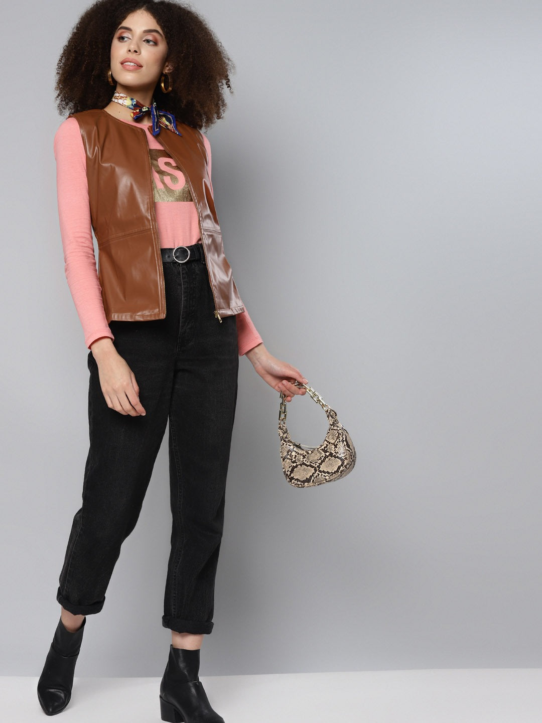Women Brown Sleeveless Jacket