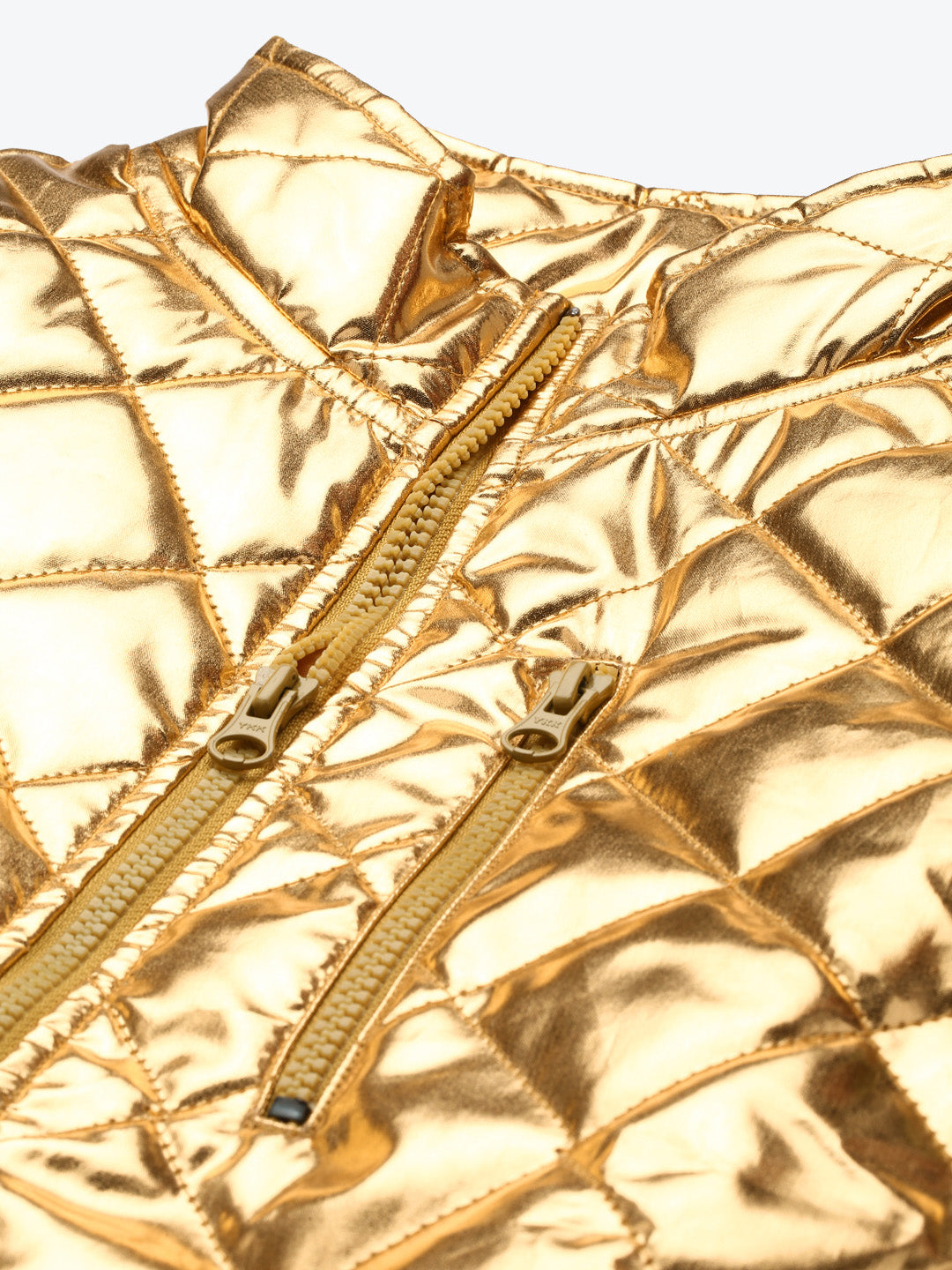 Women Gold Metalica Puffer Jacket