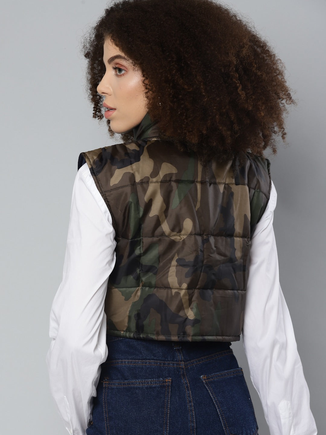 Women Green Camouflage Jacket