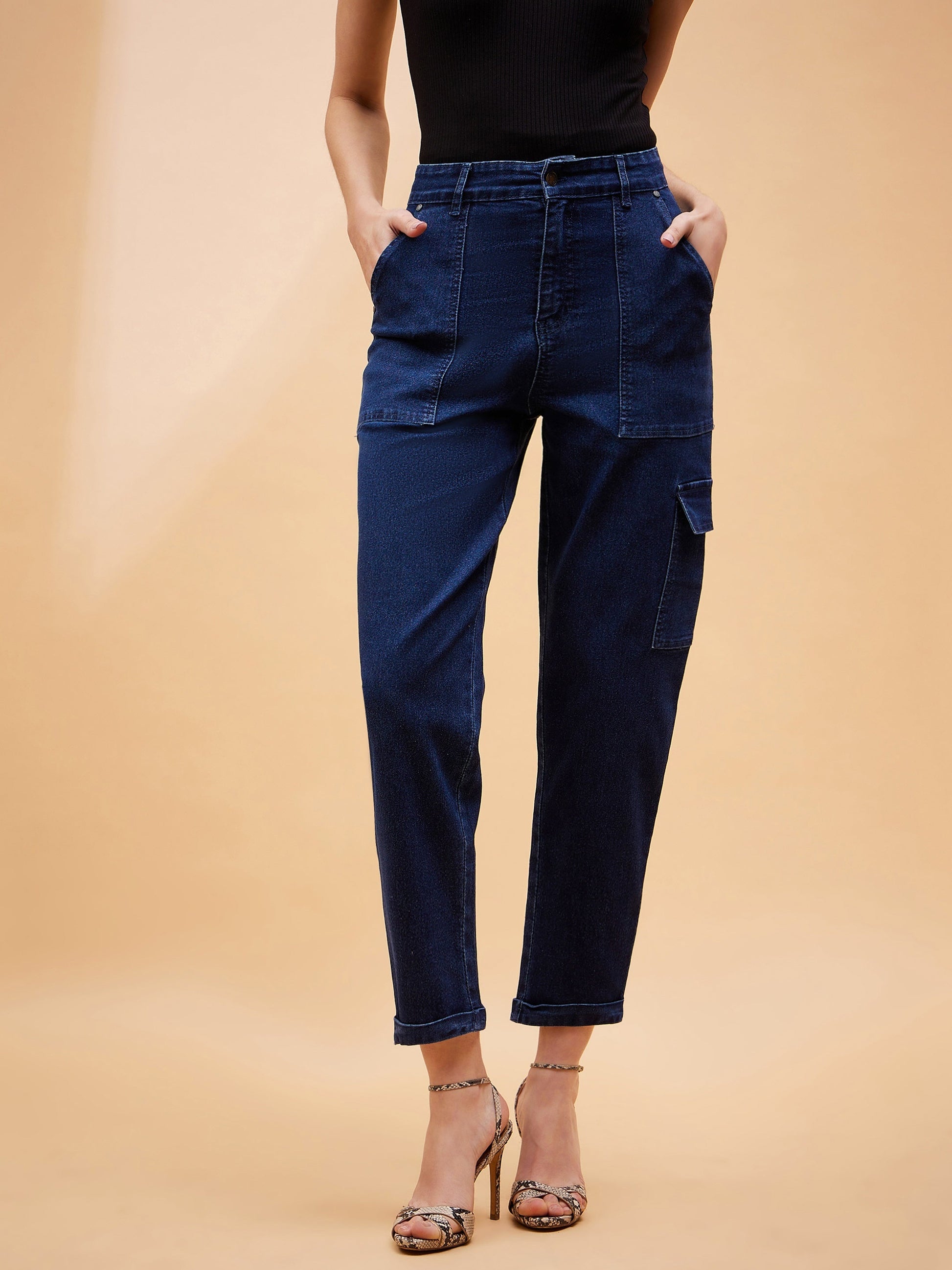 Blue Blast Multi Pockets Balloon Fit Jeans-SASSAFRAS BASICS