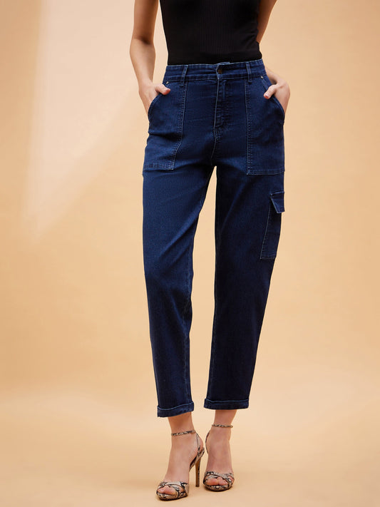 Blue Blast Multi Pockets Balloon Fit Jeans-SASSAFRAS BASICS