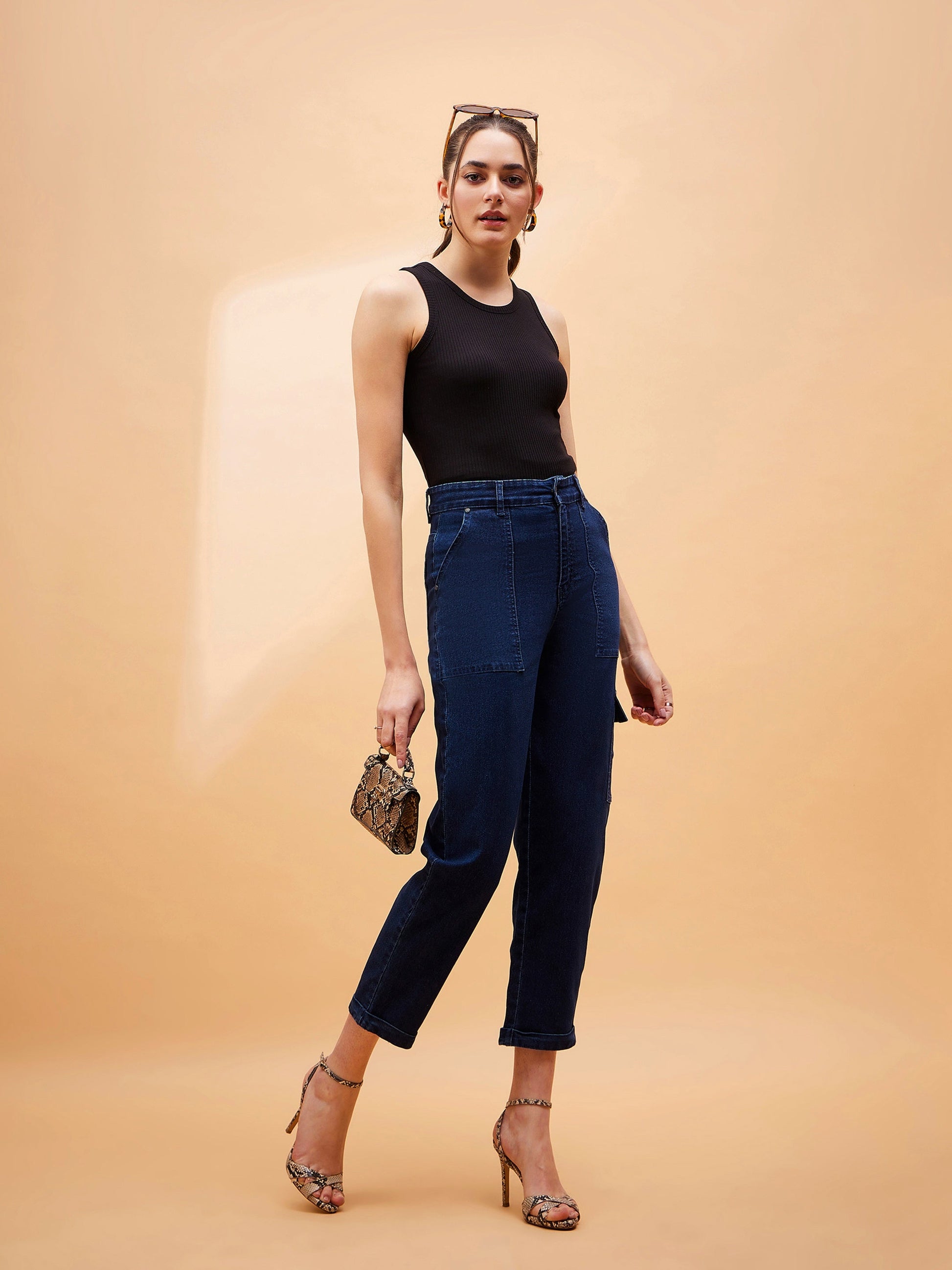 Blue Blast Multi Pockets Balloon Fit Jeans-SASSAFRAS BASICS