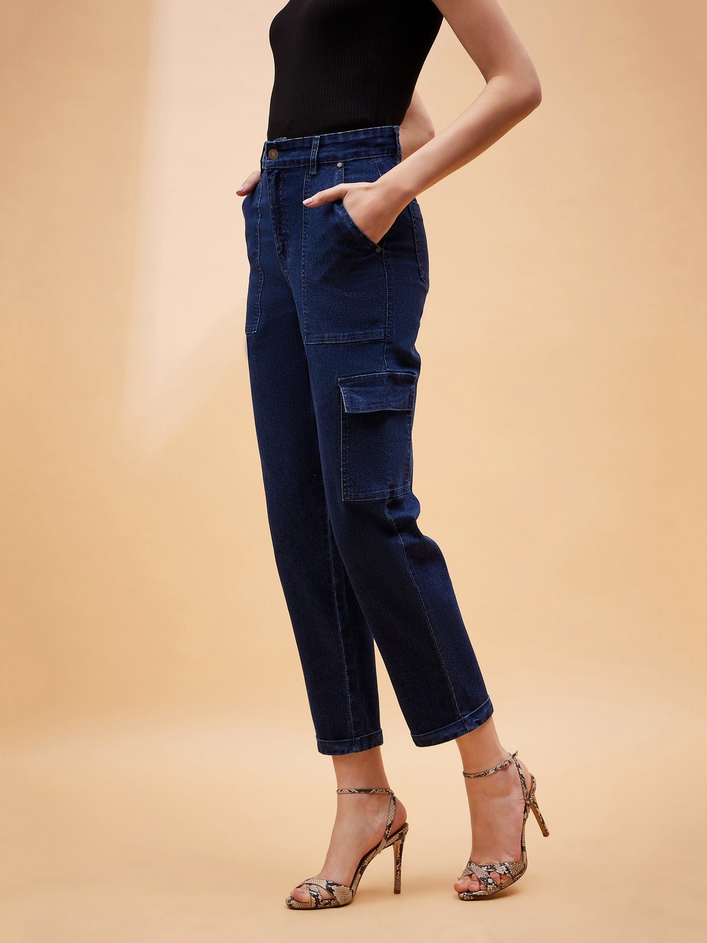 Blue Blast Multi Pockets Balloon Fit Jeans-SASSAFRAS BASICS