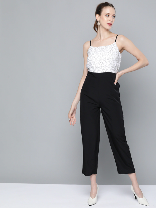 White Strappy Lace Jumpsuit-Jumpsuits-SASSAFRAS