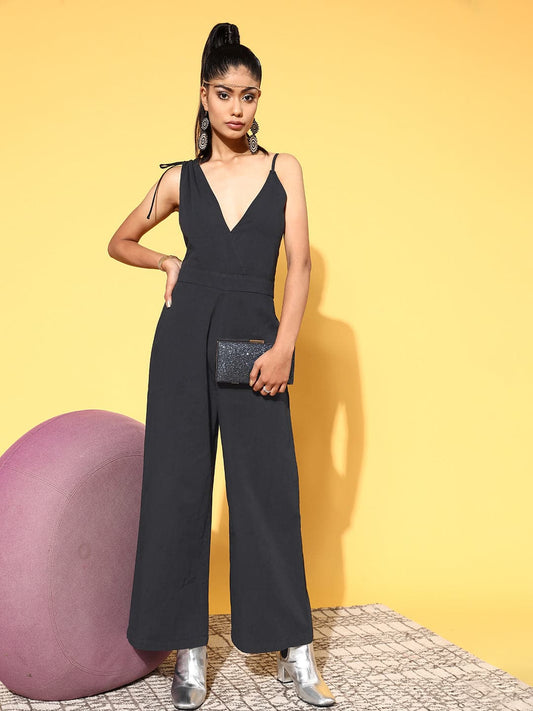 Women Black One Side Strap Jumpsuit