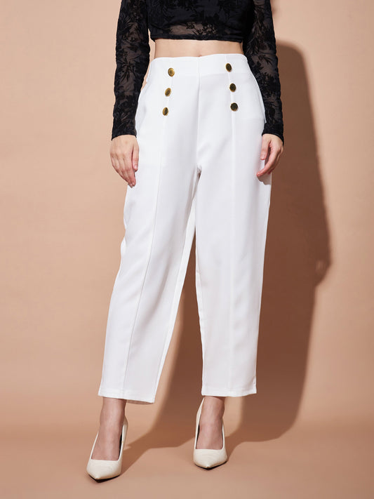 White Front Darted Balloon Fit Pants-SASSAFRAS BASICS