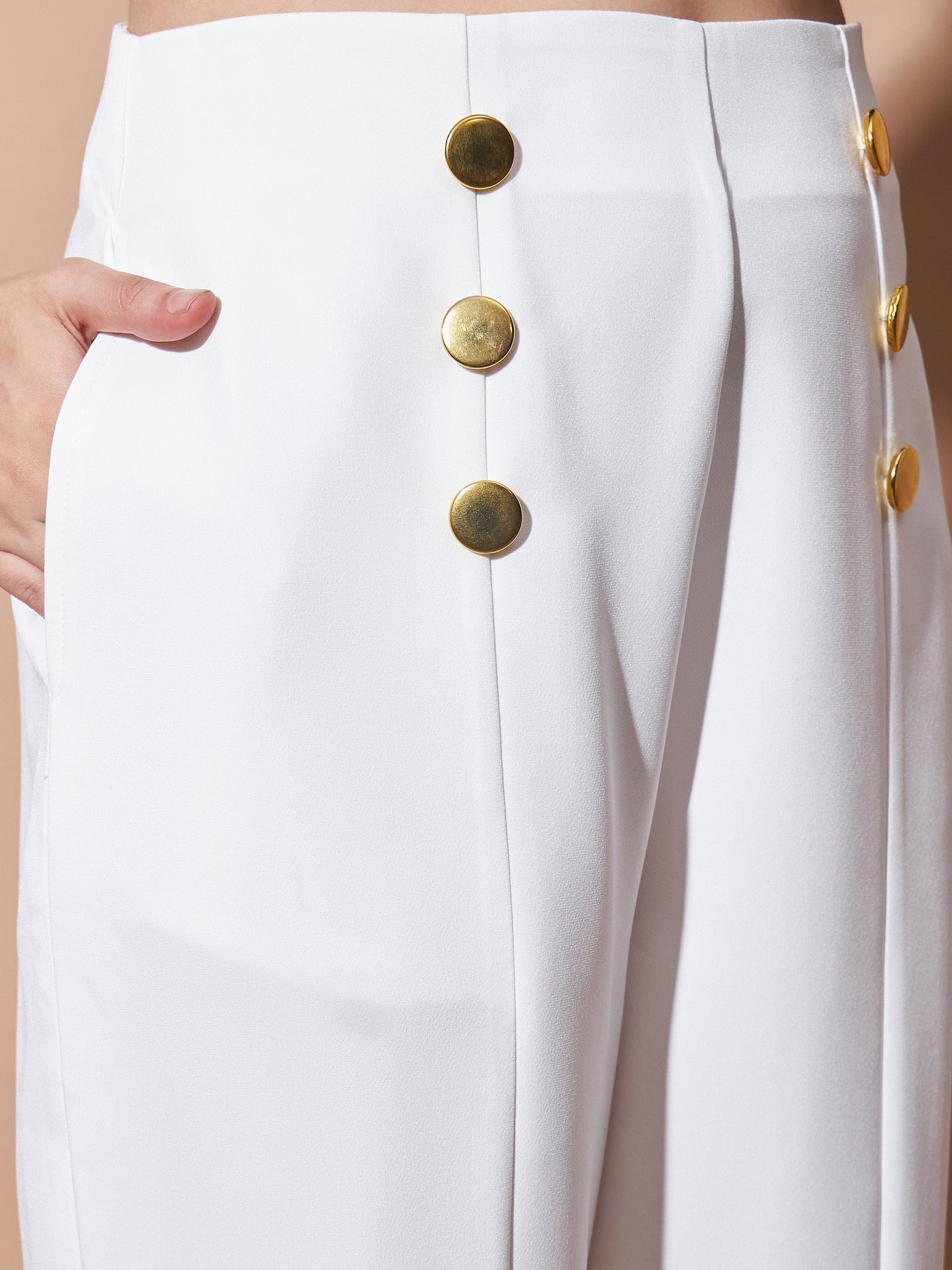 White Front Darted Balloon Fit Pants-SASSAFRAS BASICS