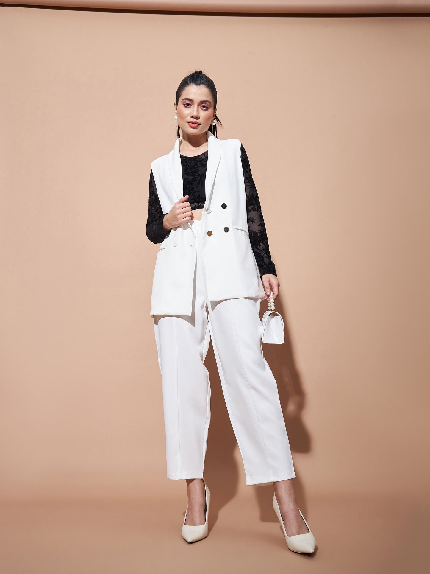 White Front Darted Balloon Fit Pants-SASSAFRAS BASICS