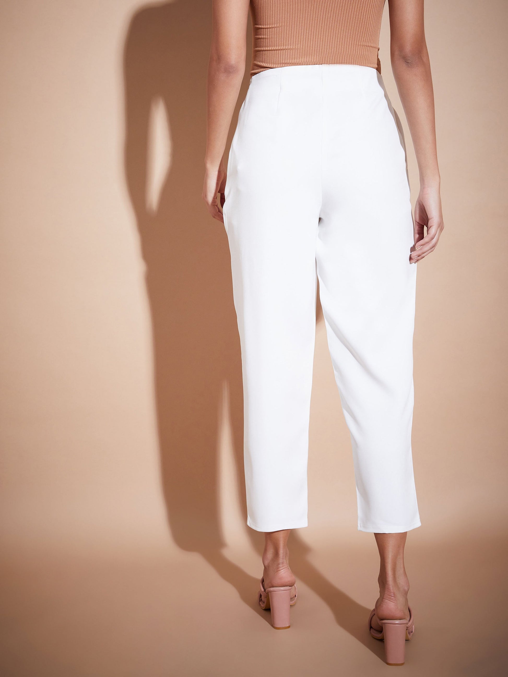 White Front Darted Balloon Fit Pants-SASSAFRAS BASICS