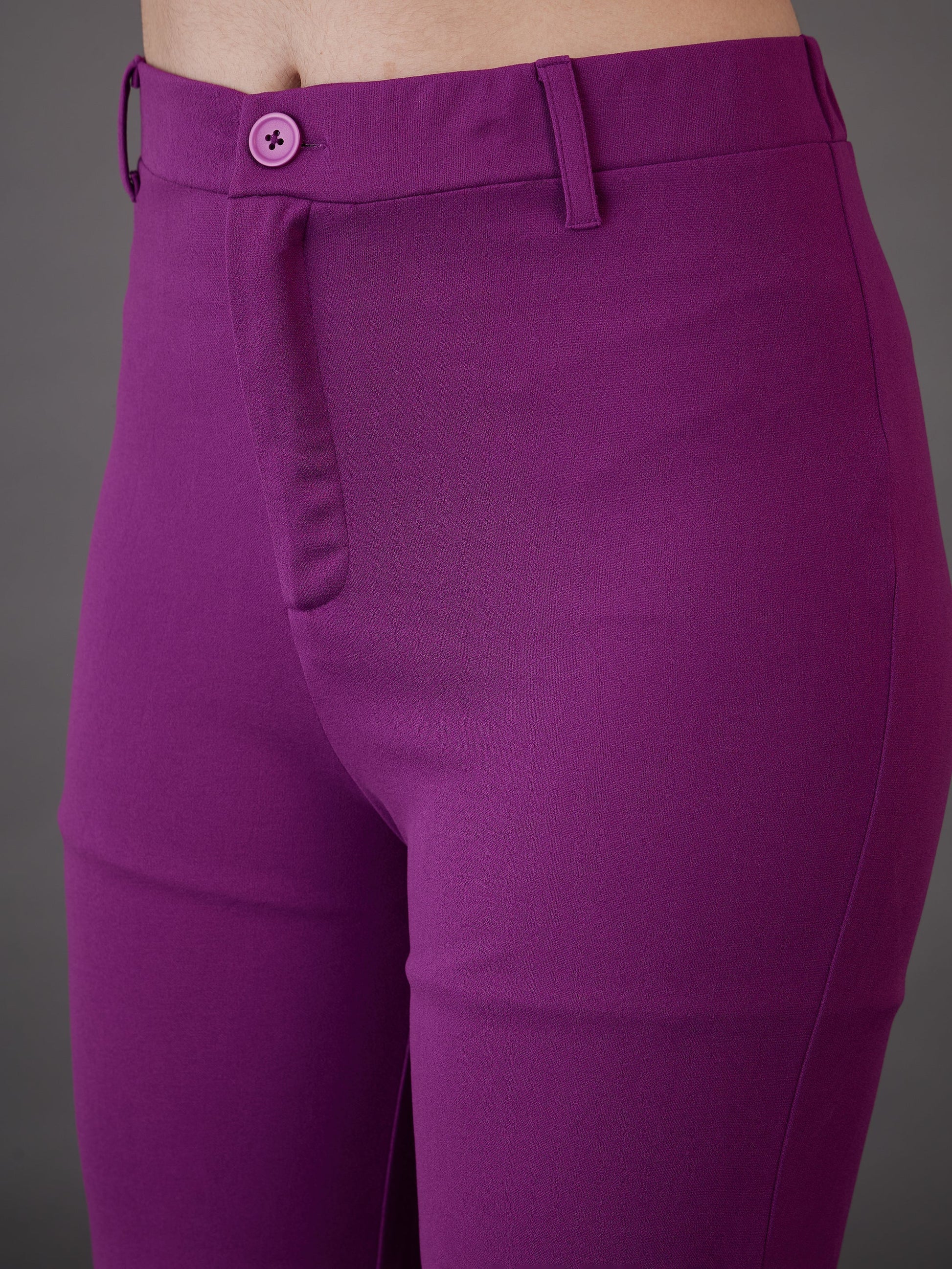 Purple Knitted Bell Bottom Pants-SASSAFRAS worklyf