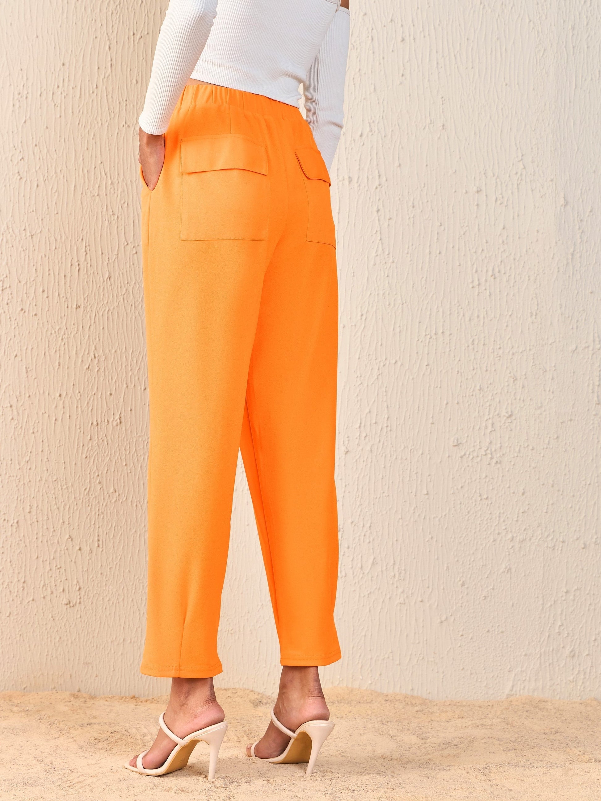Orange Tapered Pants-SASSAFRAS