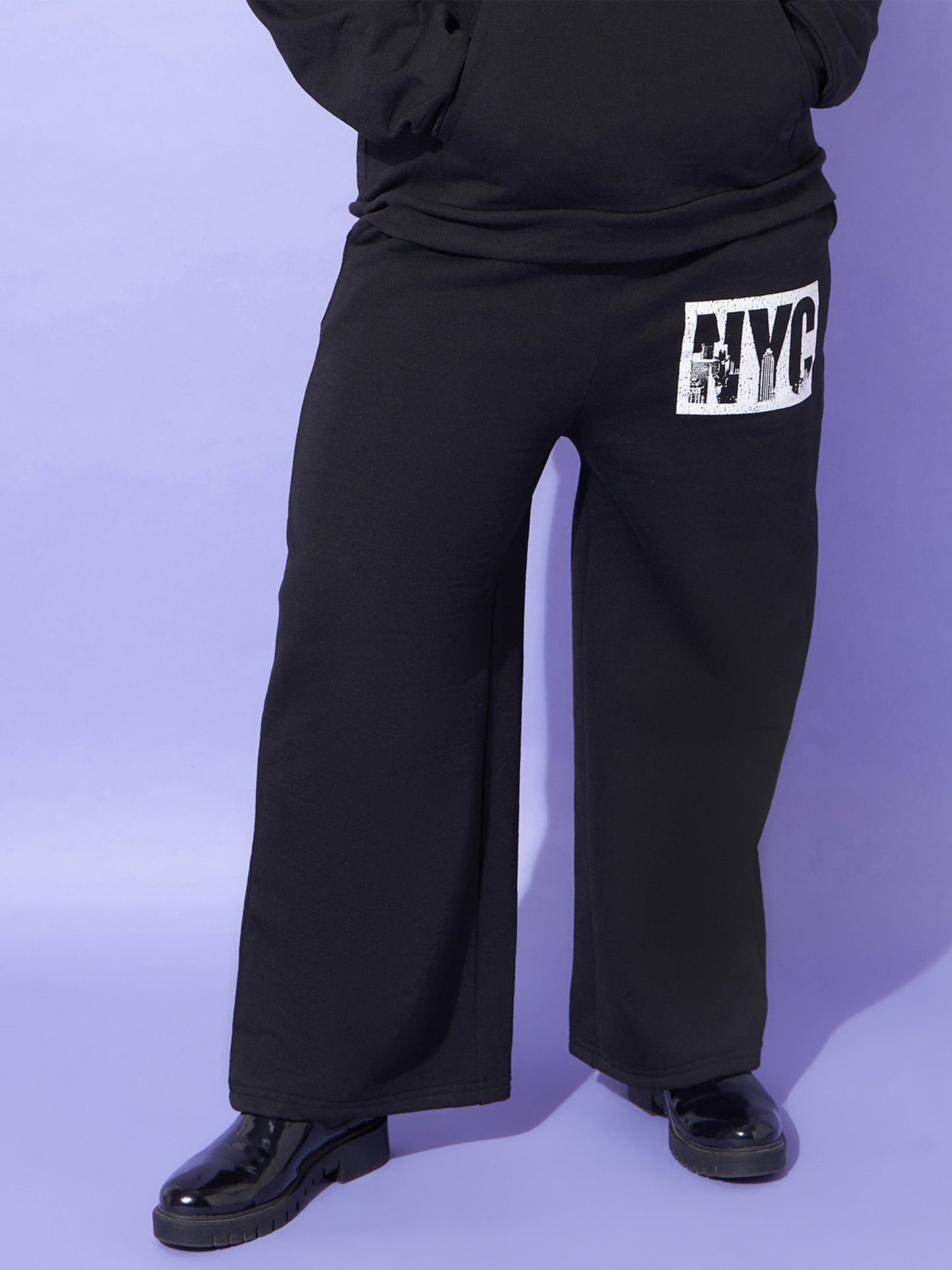 Women Black Fleece Nyc Track Pants