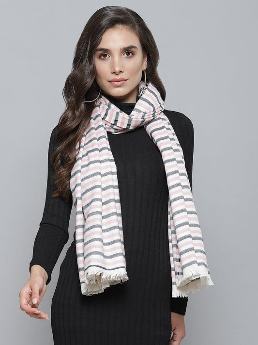 Pink & Navy Stripes Stole-Scarves & Stoles-SASSAFRAS