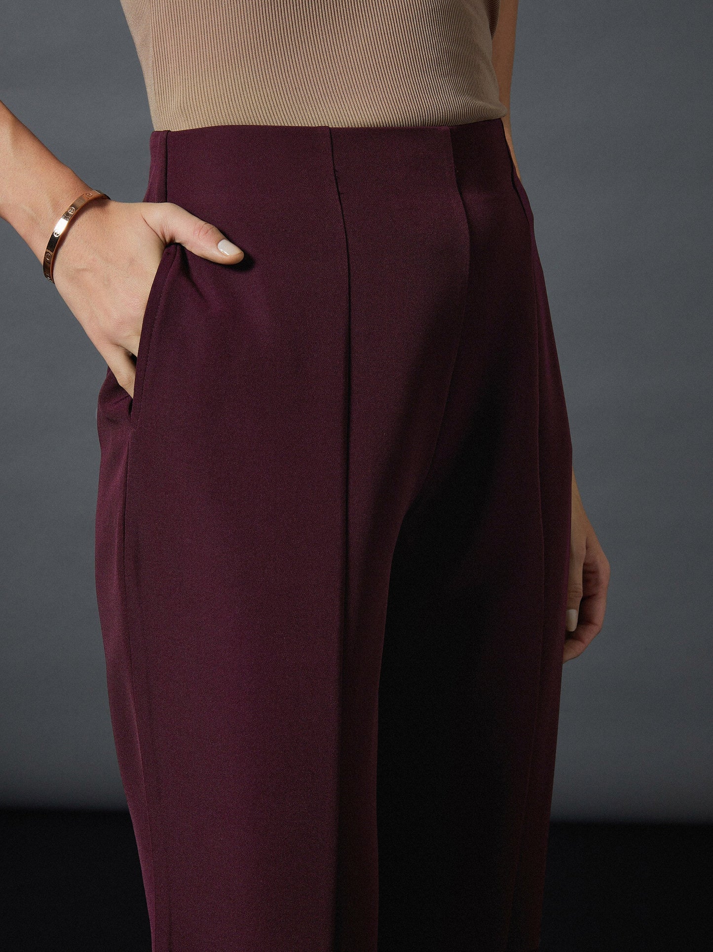Maroon Shawl Collar Blazer With Balloon Fit Pants-SASSAFRAS worklyf