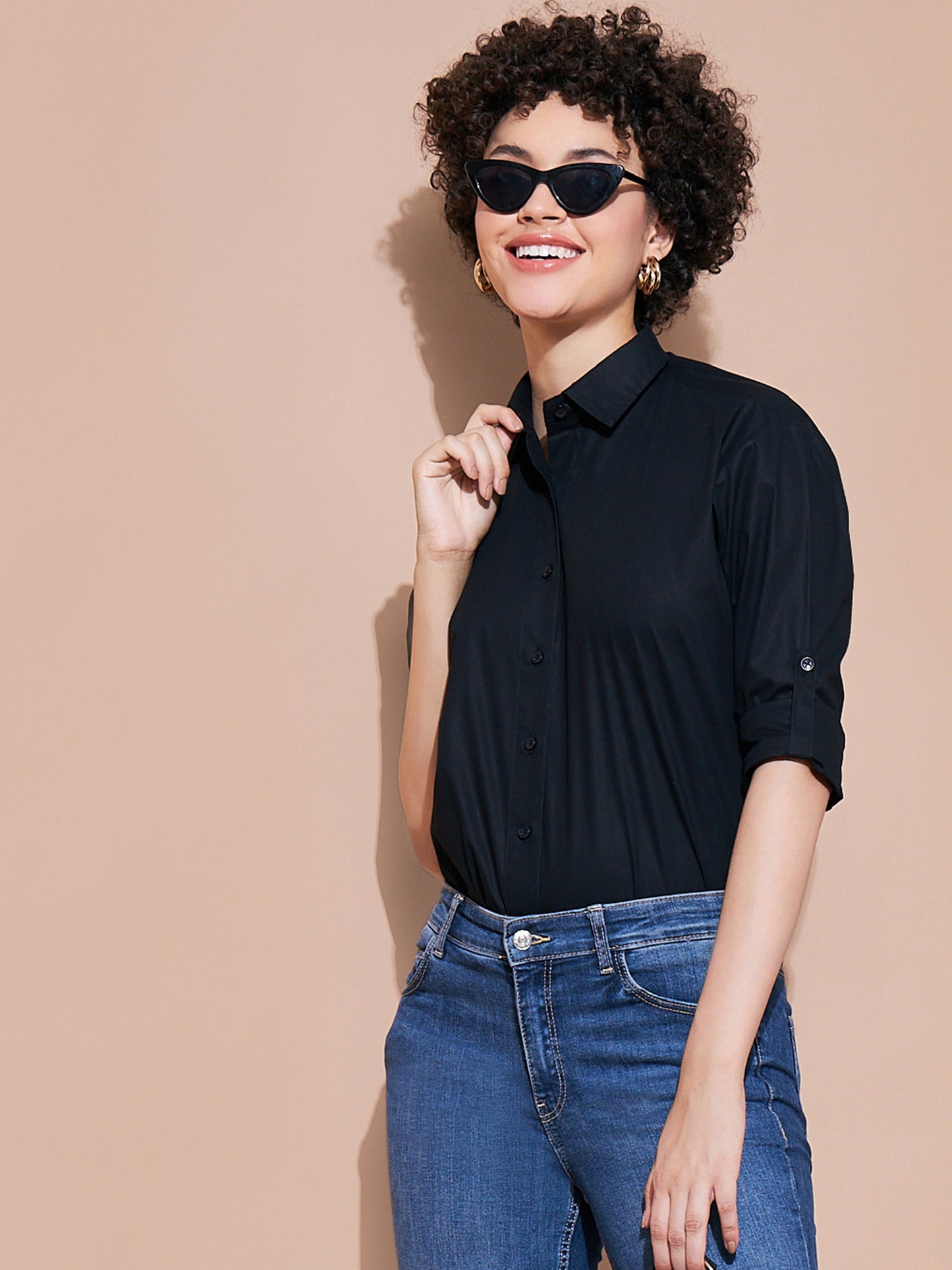 Black Cotton Poplin Shirt-SASSAFRAS BASICS