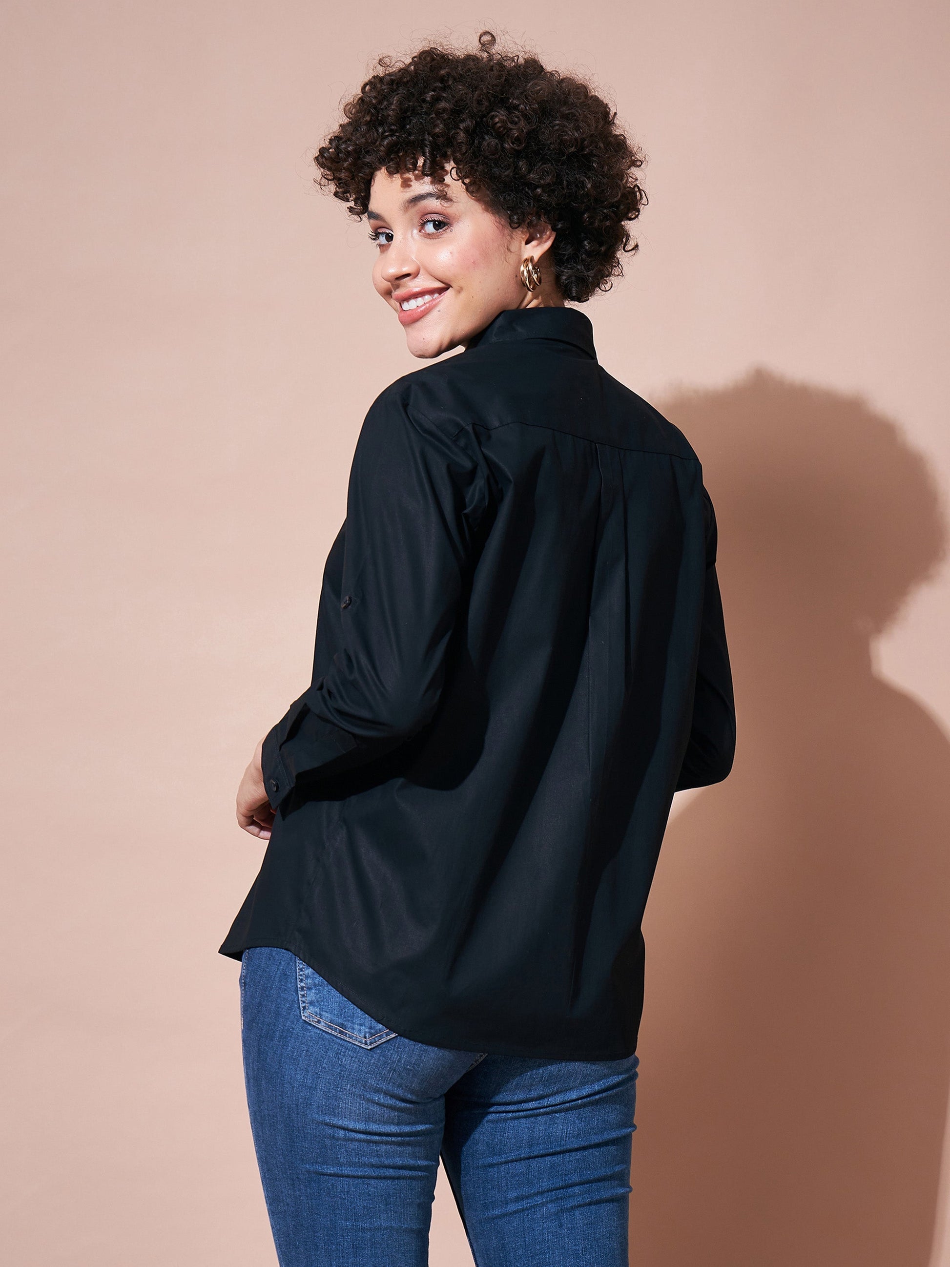 Black Cotton Poplin Shirt-SASSAFRAS BASICS