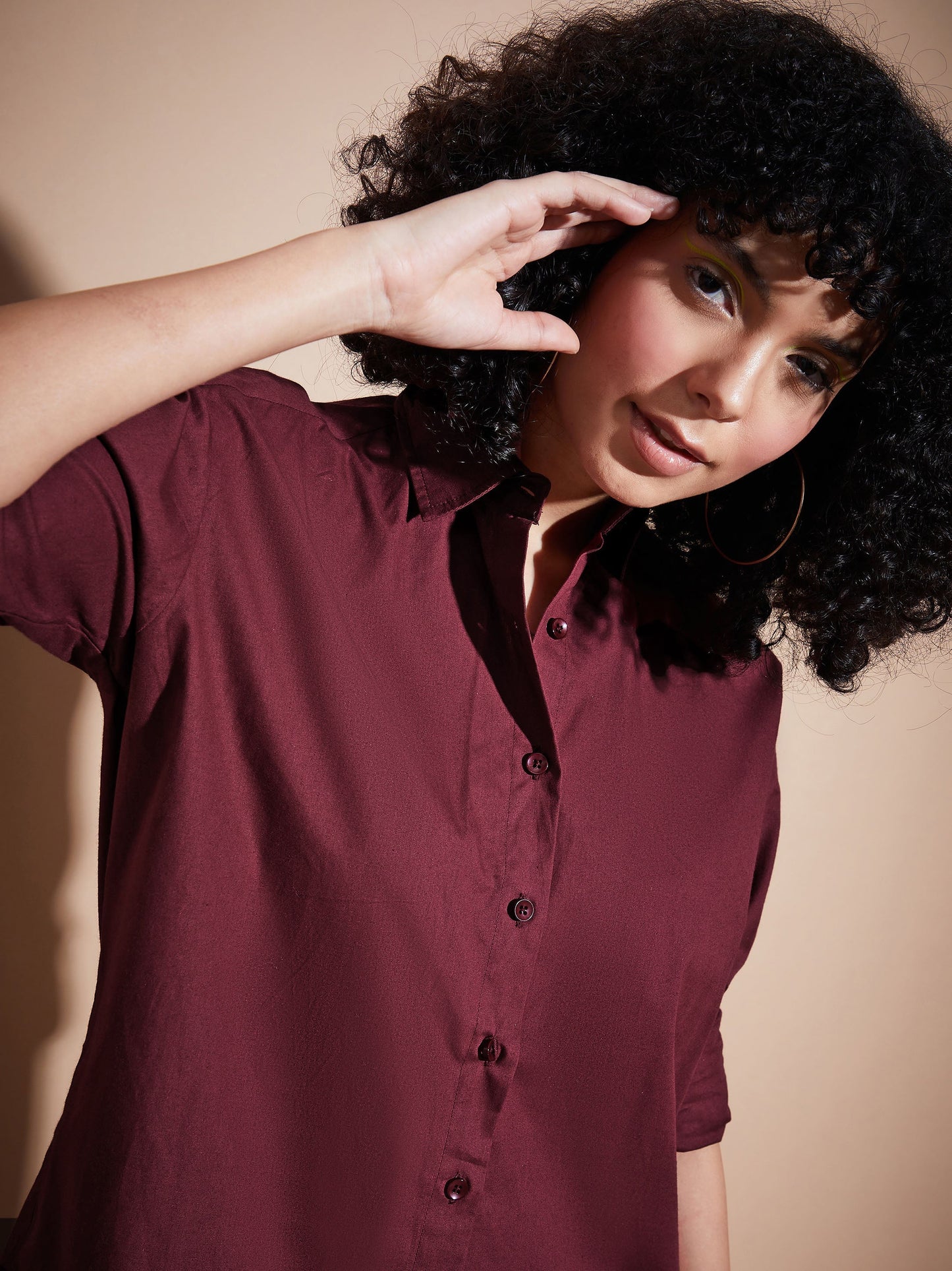 Maroon Poplin Oversized Shirt-SASSAFRAS BASICS