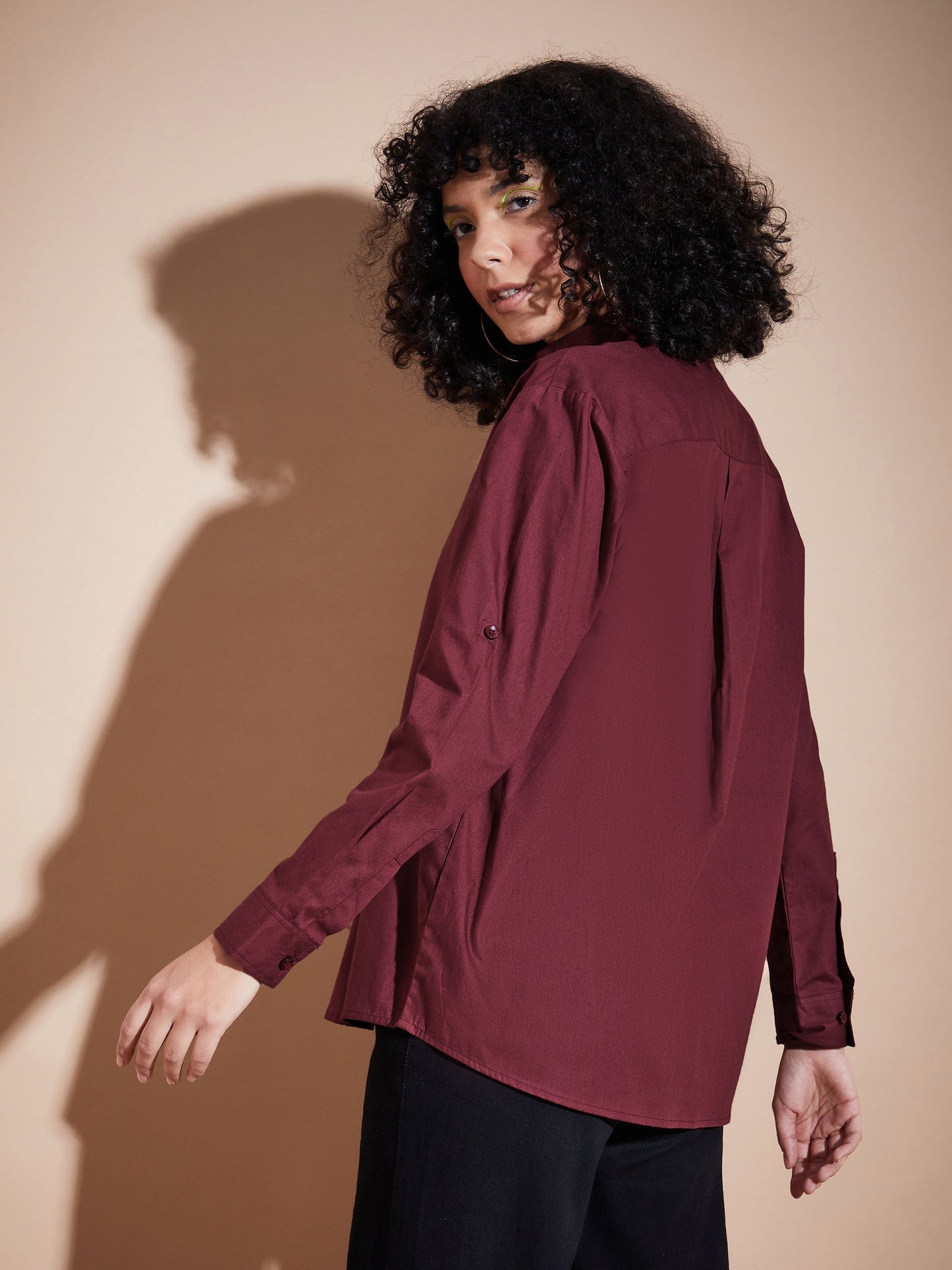 Maroon Poplin Oversized Shirt-SASSAFRAS BASICS