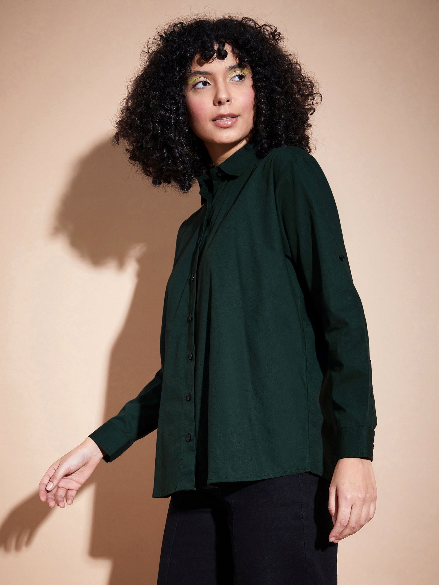 Green Poplin Oversized Shirt-SASSAFRAS BASICS