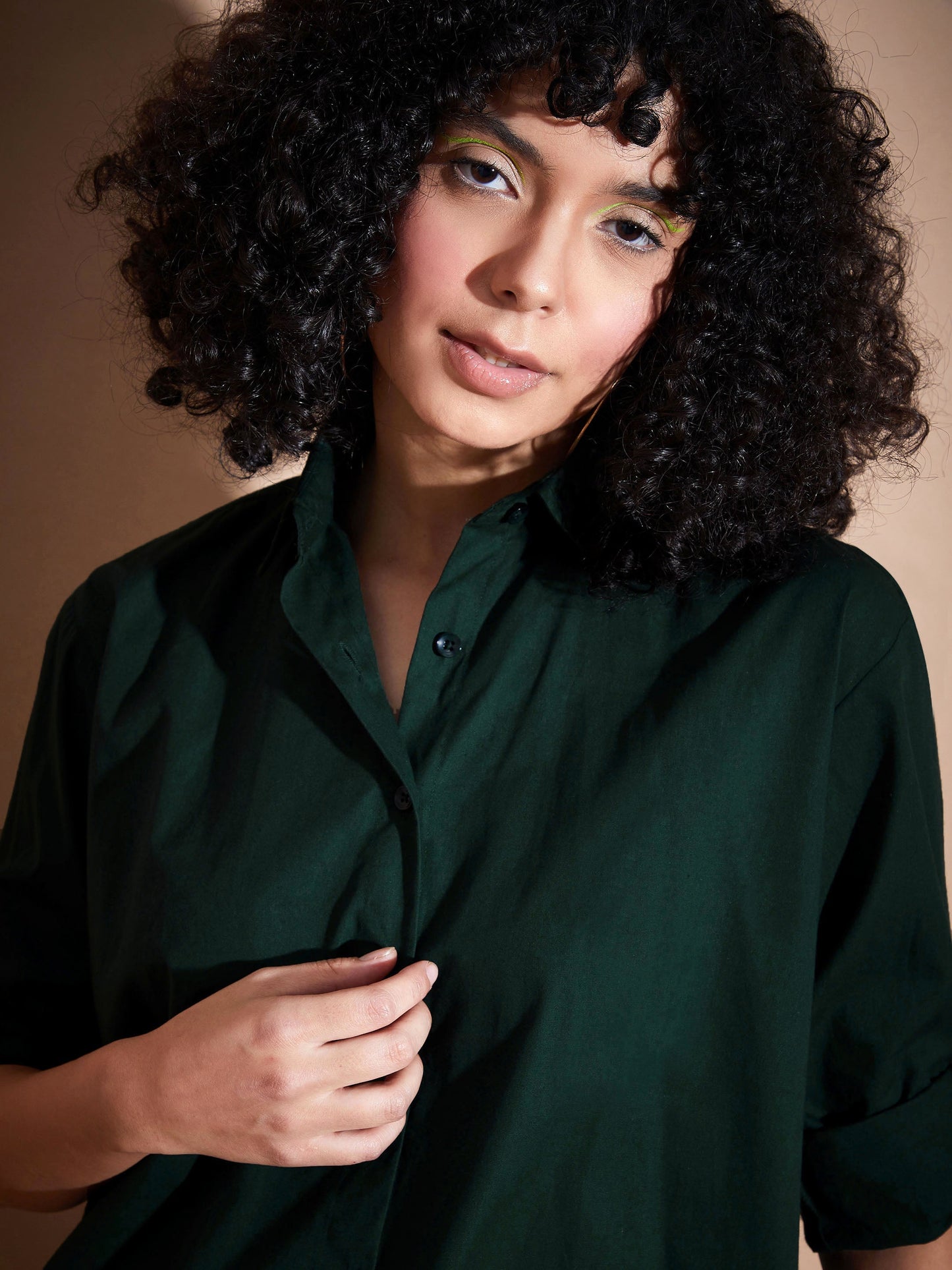 Green Poplin Oversized Shirt-SASSAFRAS BASICS