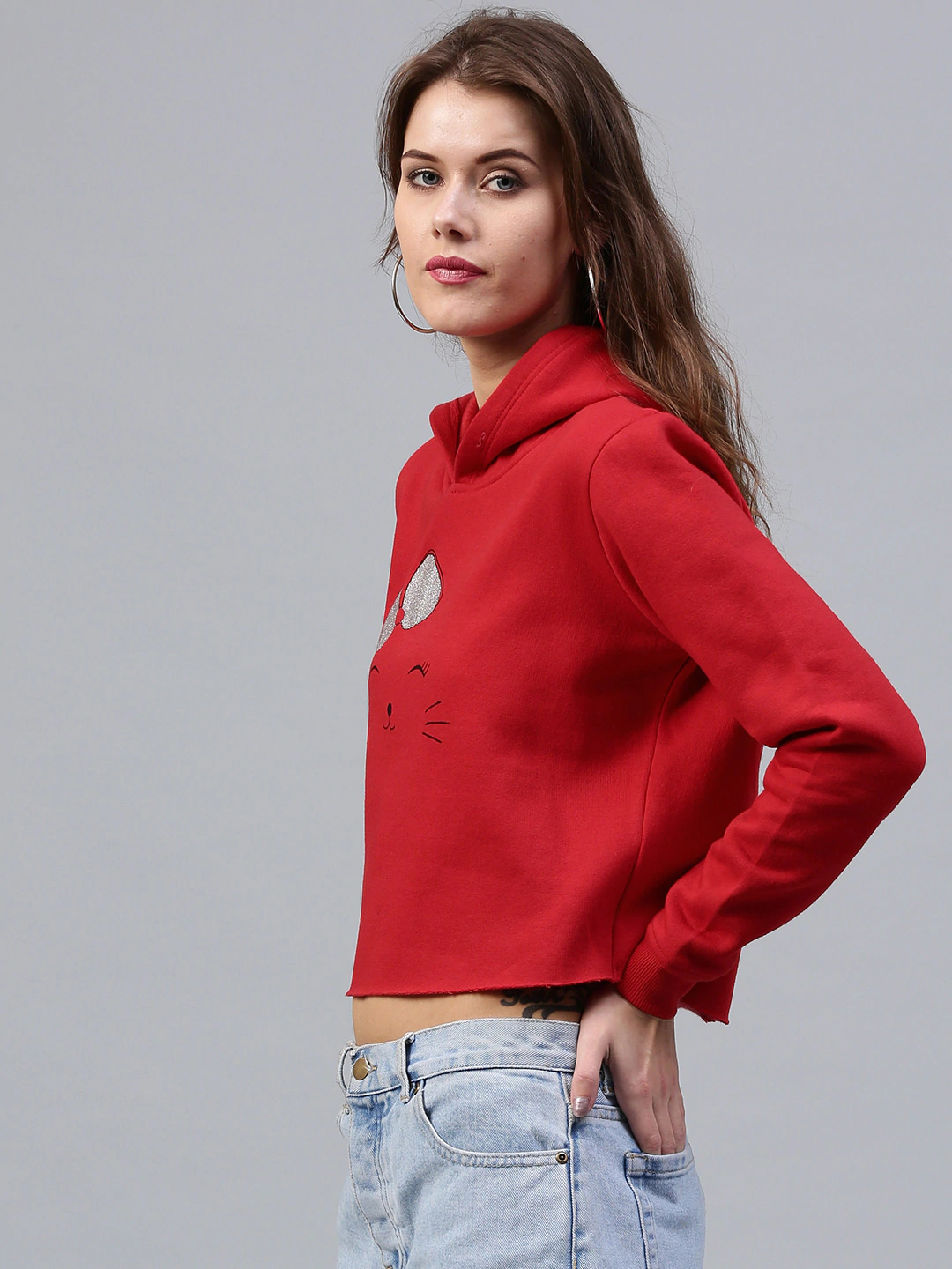 Women Red Bow Kitty Sweatshirt