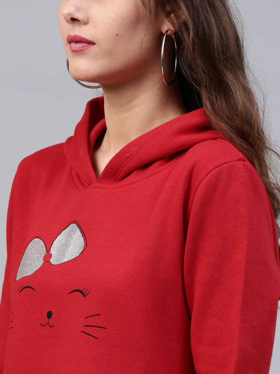 Women Red Bow Kitty Sweatshirt