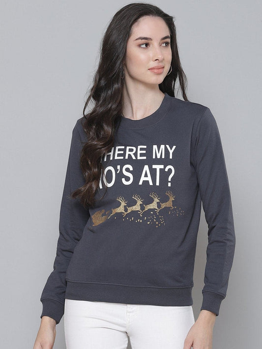 Grey Terry WHERE IS MY HO Sweatshirt-Sweatshirts-SASSAFRAS