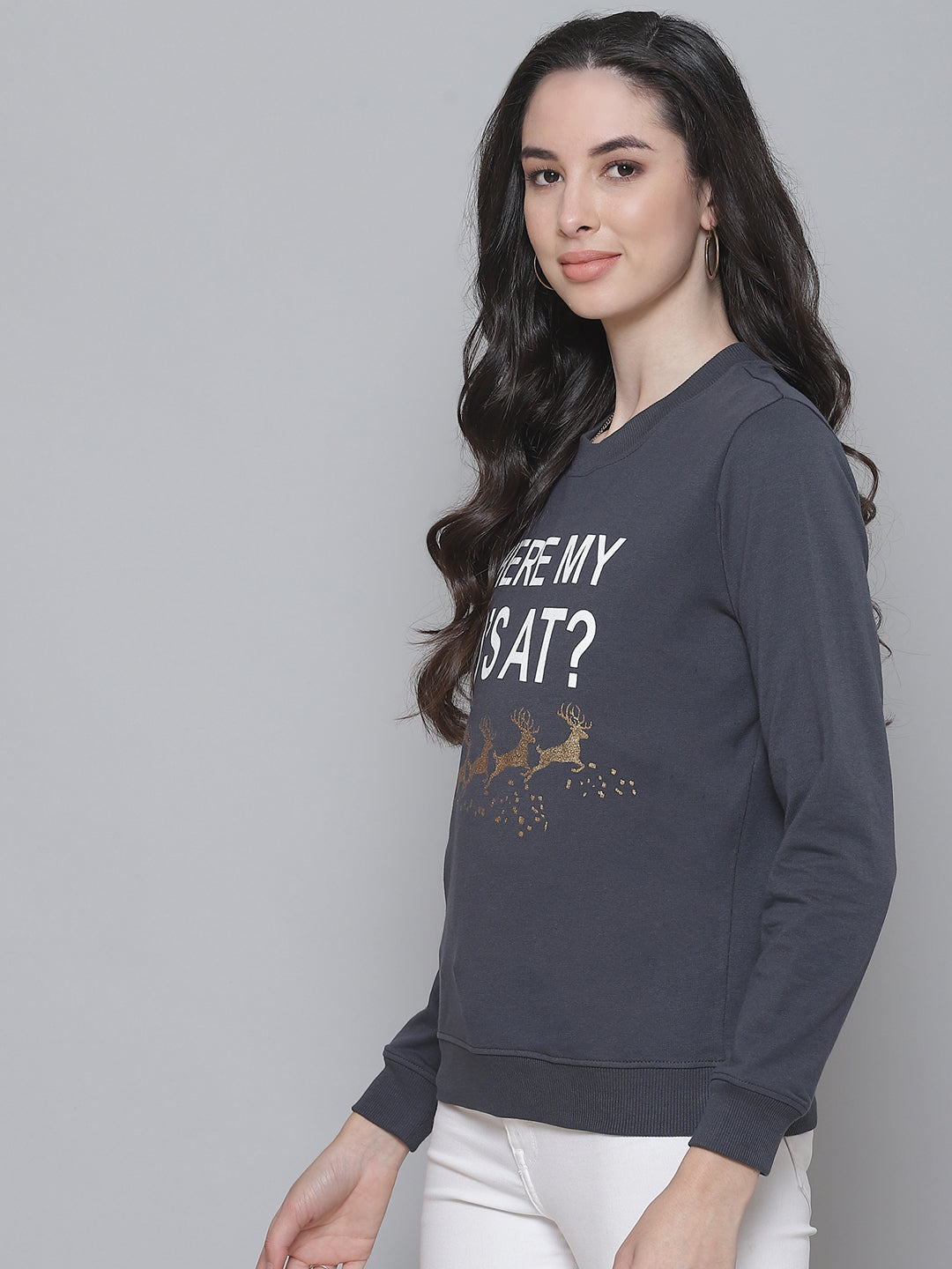 Women Grey Terry Sweatshirt