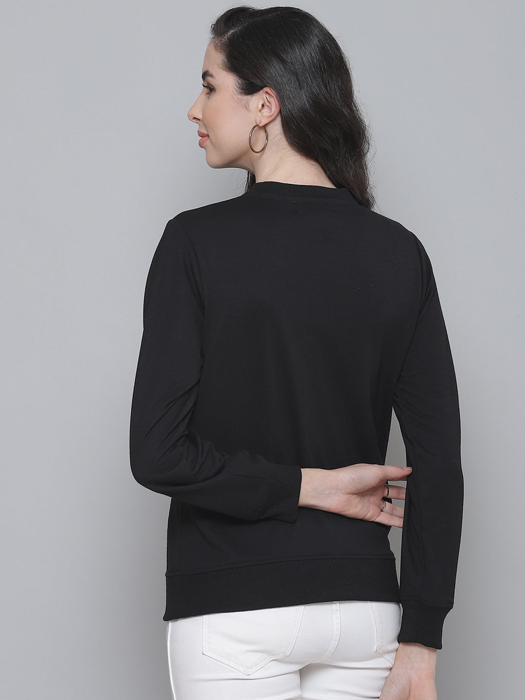 Women Black Terry Sweatshirt