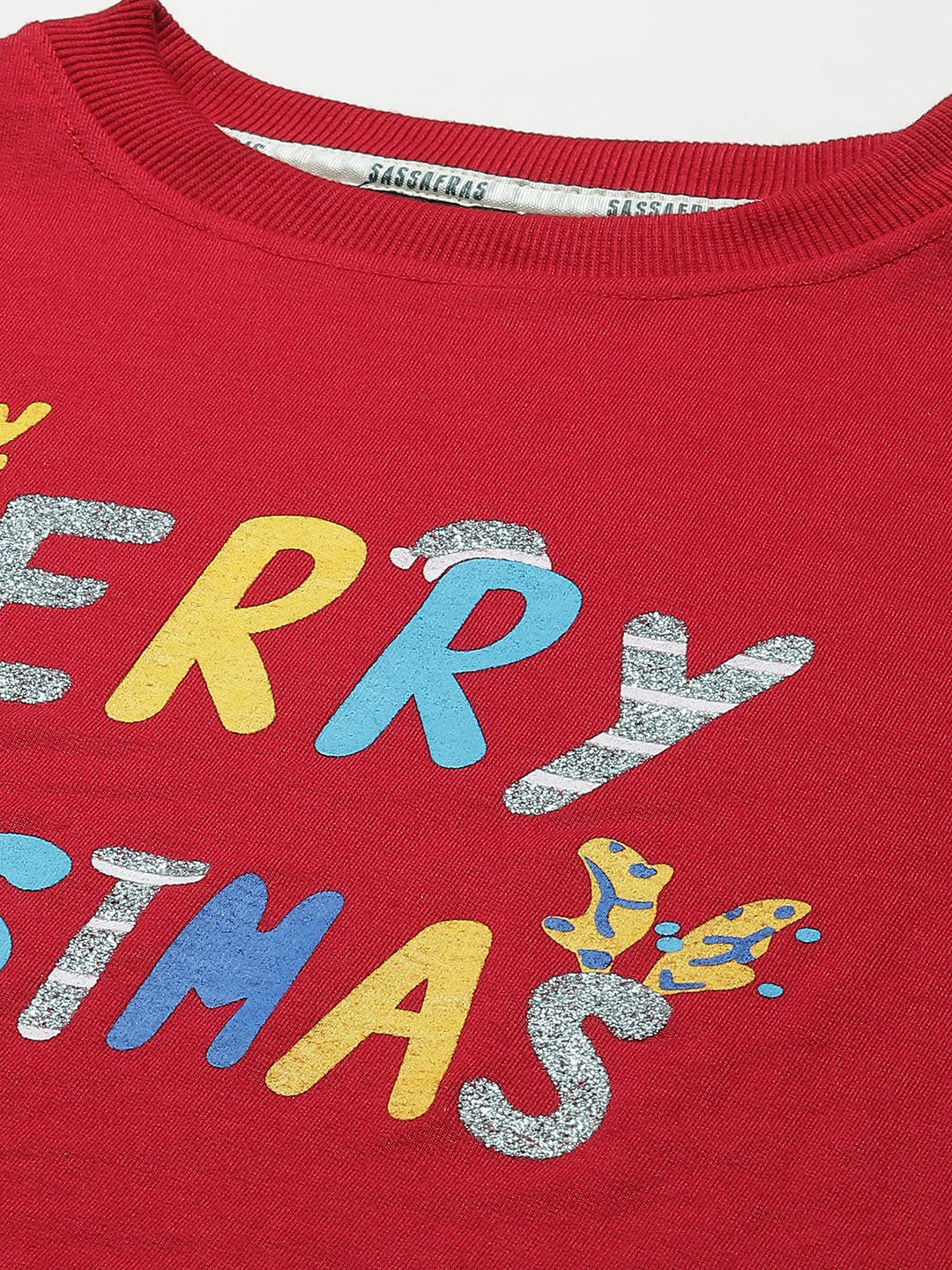 Women Red Terry Christmas Sweatshirt