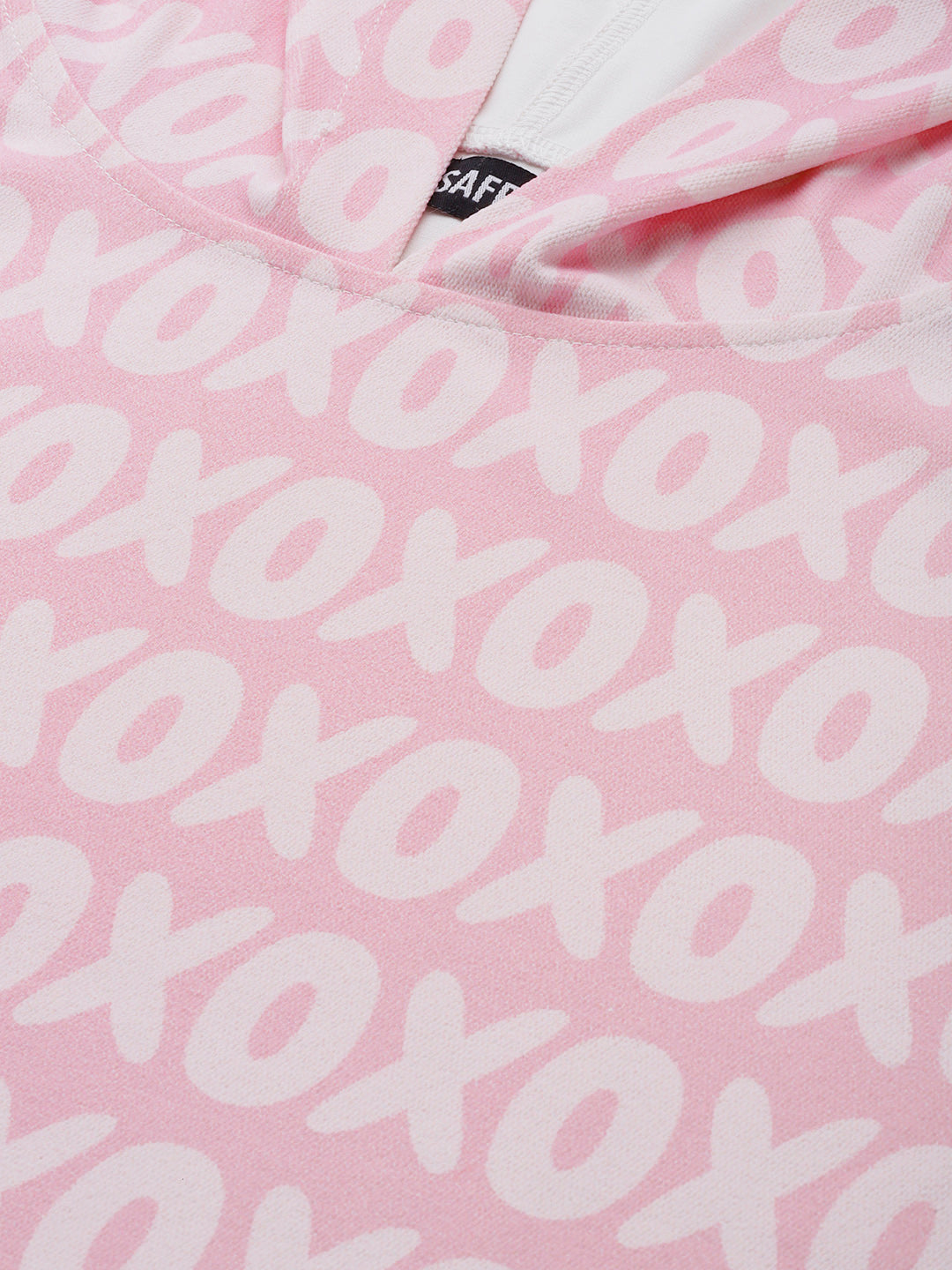 Women Pink Xoxo Print Hooded Sweatshirt