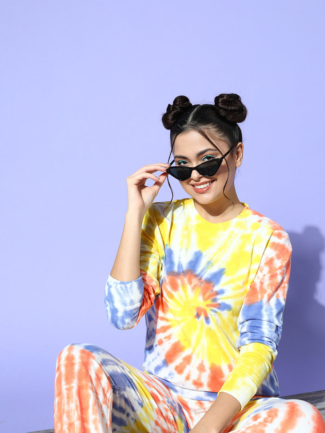 Blue & Rust Terry Spiral Tie-Dye Sweatshirt-SASSAFRAS