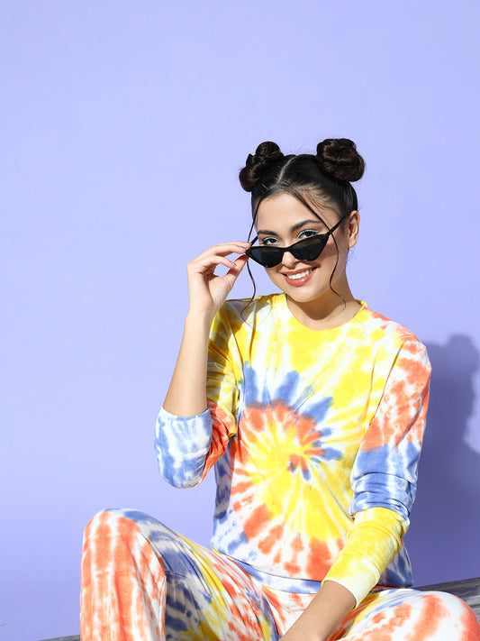 Blue & Rust Terry Spiral Tie-Dye Sweatshirt-SASSAFRAS