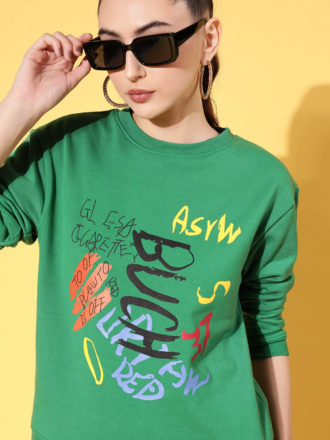 Green Fleece BUSH Sweatshirt-SASSAFRAS