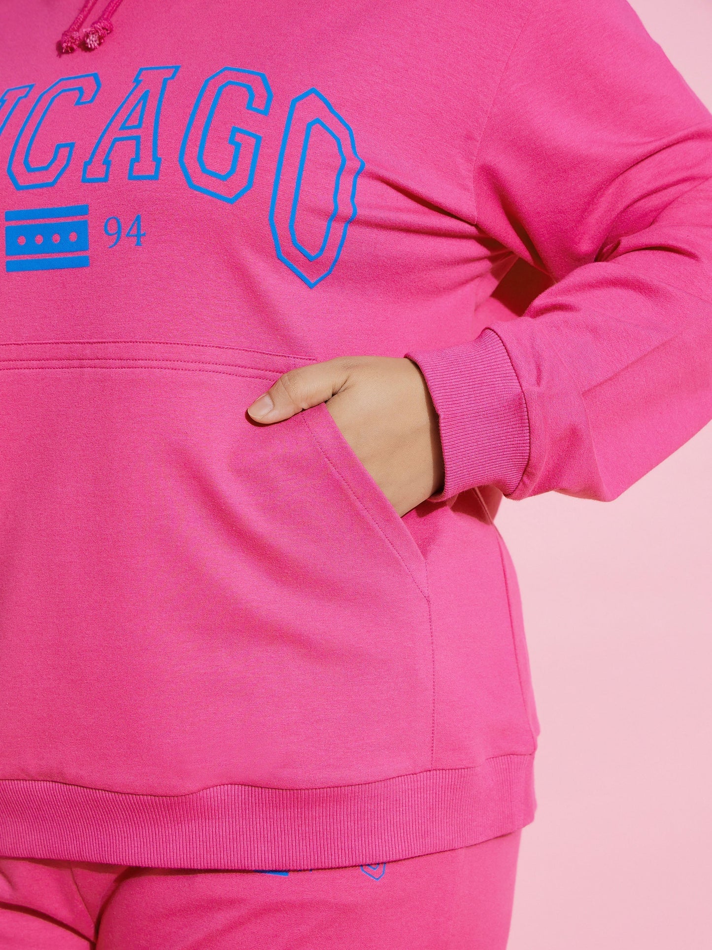 Women Pink Chicago Fleece Hoodie