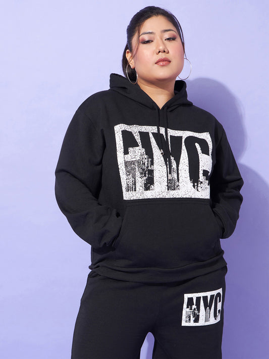 Women Black Fleece Nyc Hoodie