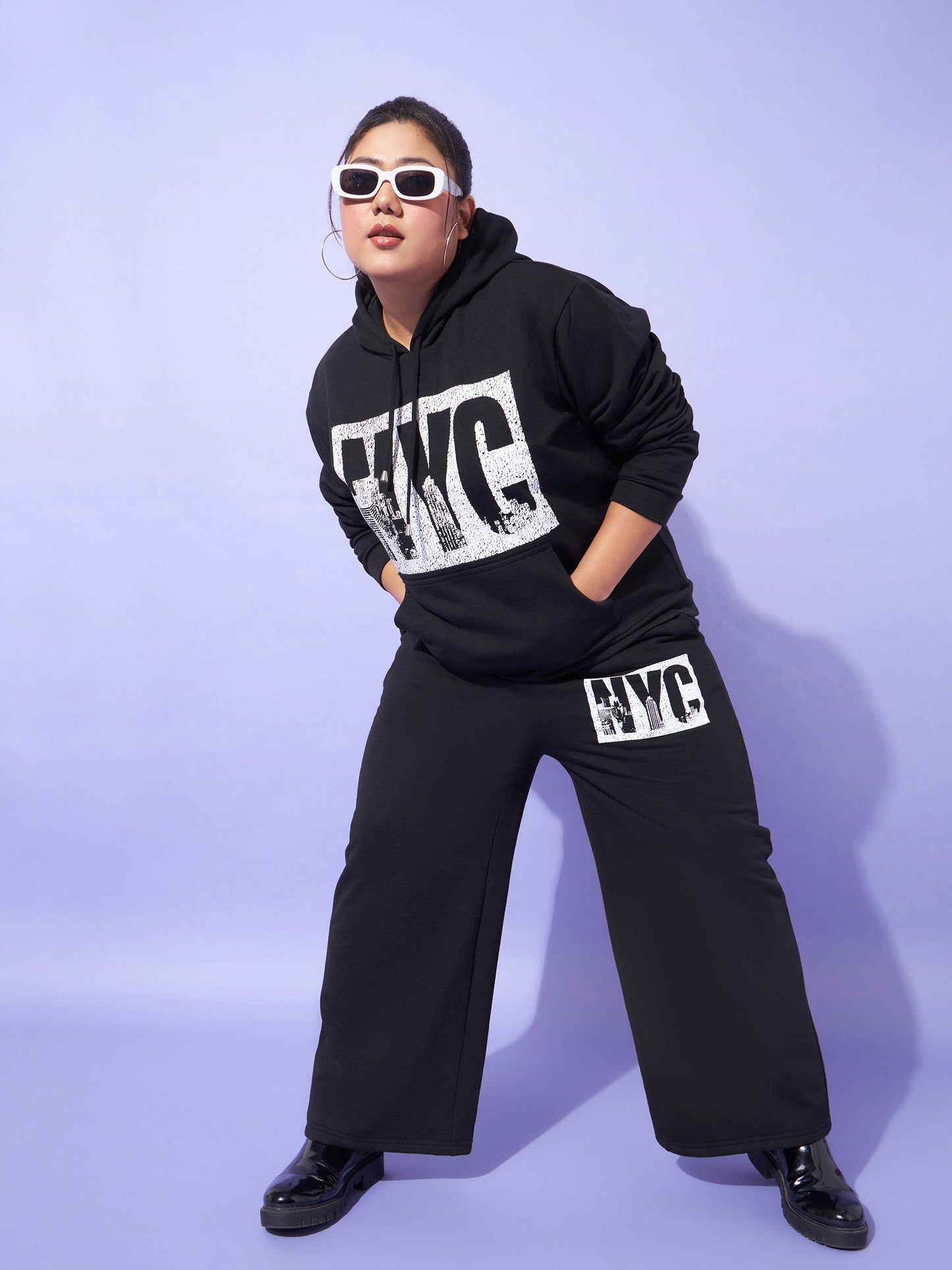 Women Black Fleece Nyc Hoodie