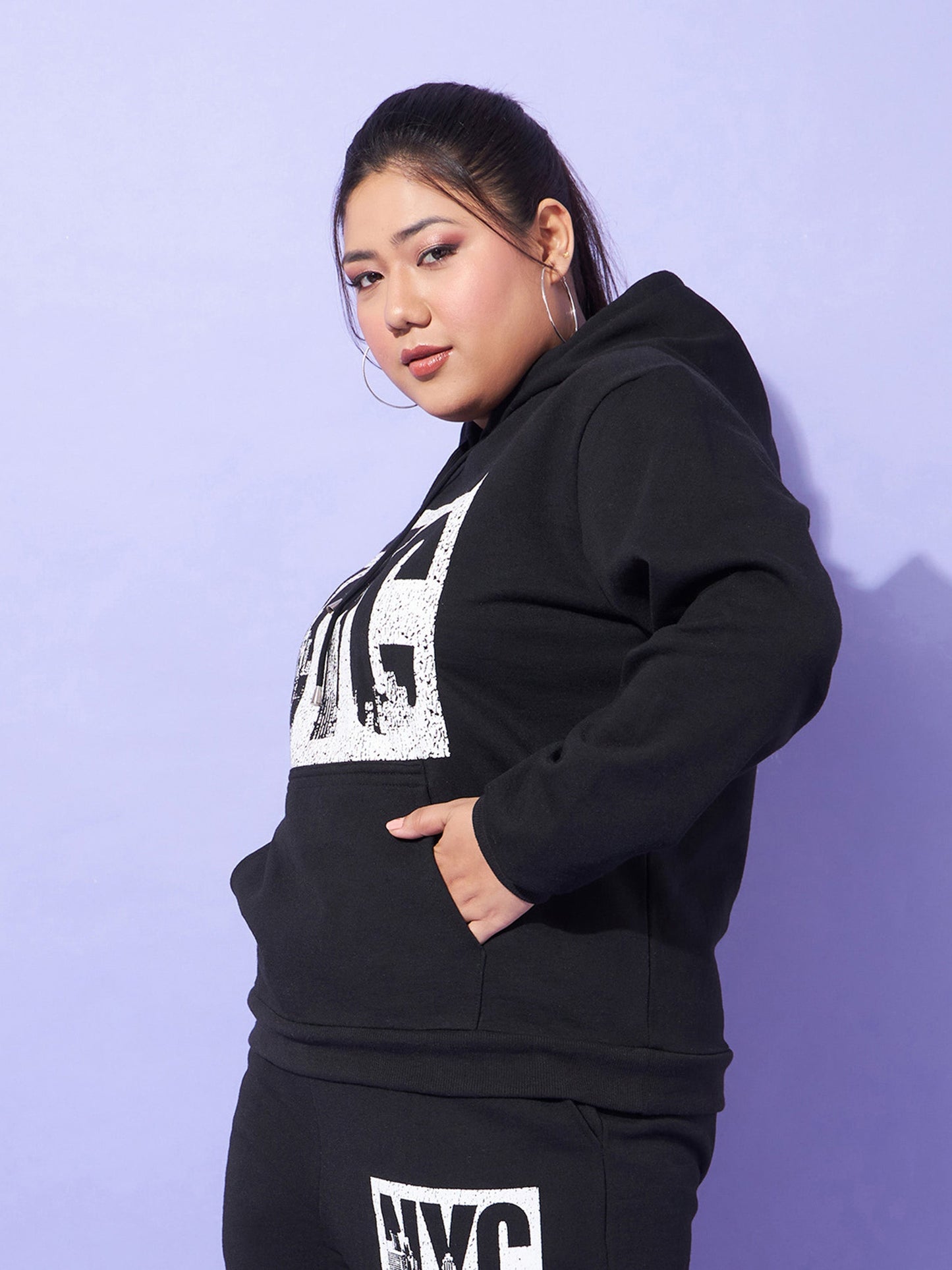 Women Black Fleece Nyc Hoodie