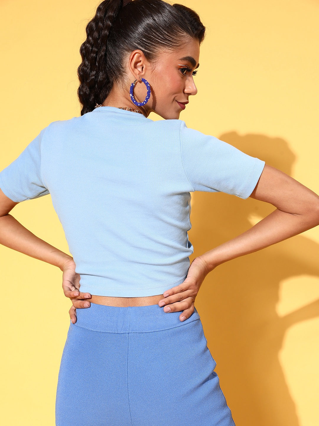Blue Rouched Crop Top