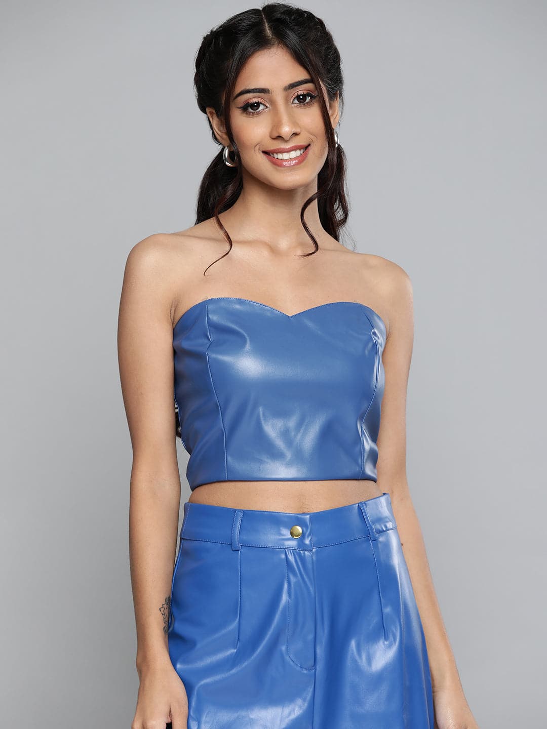 Royal Blue Pu Bustier Strappy Top