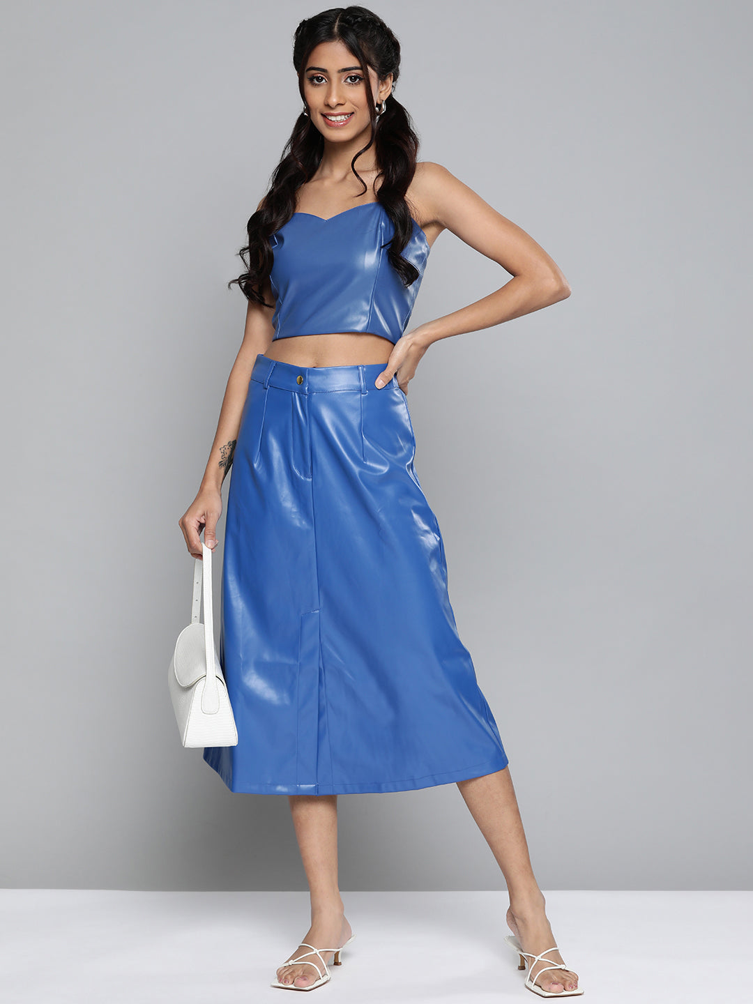 Royal Blue Pu Bustier Strappy Top