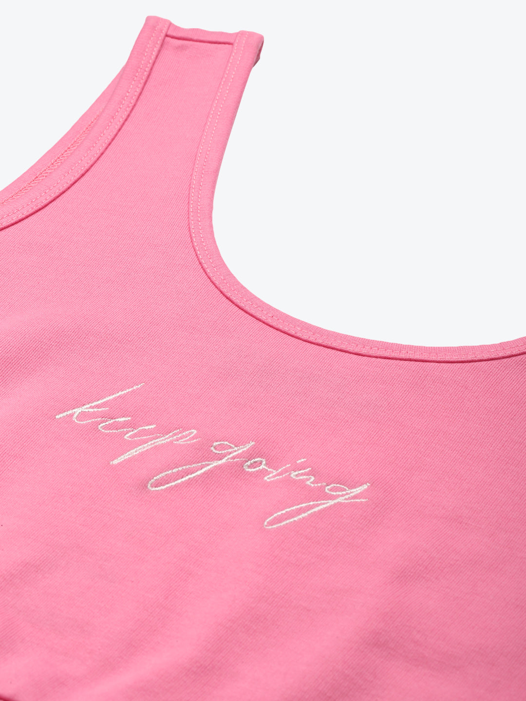 Women Pink Terry Active Keep Going Emb Terry Top