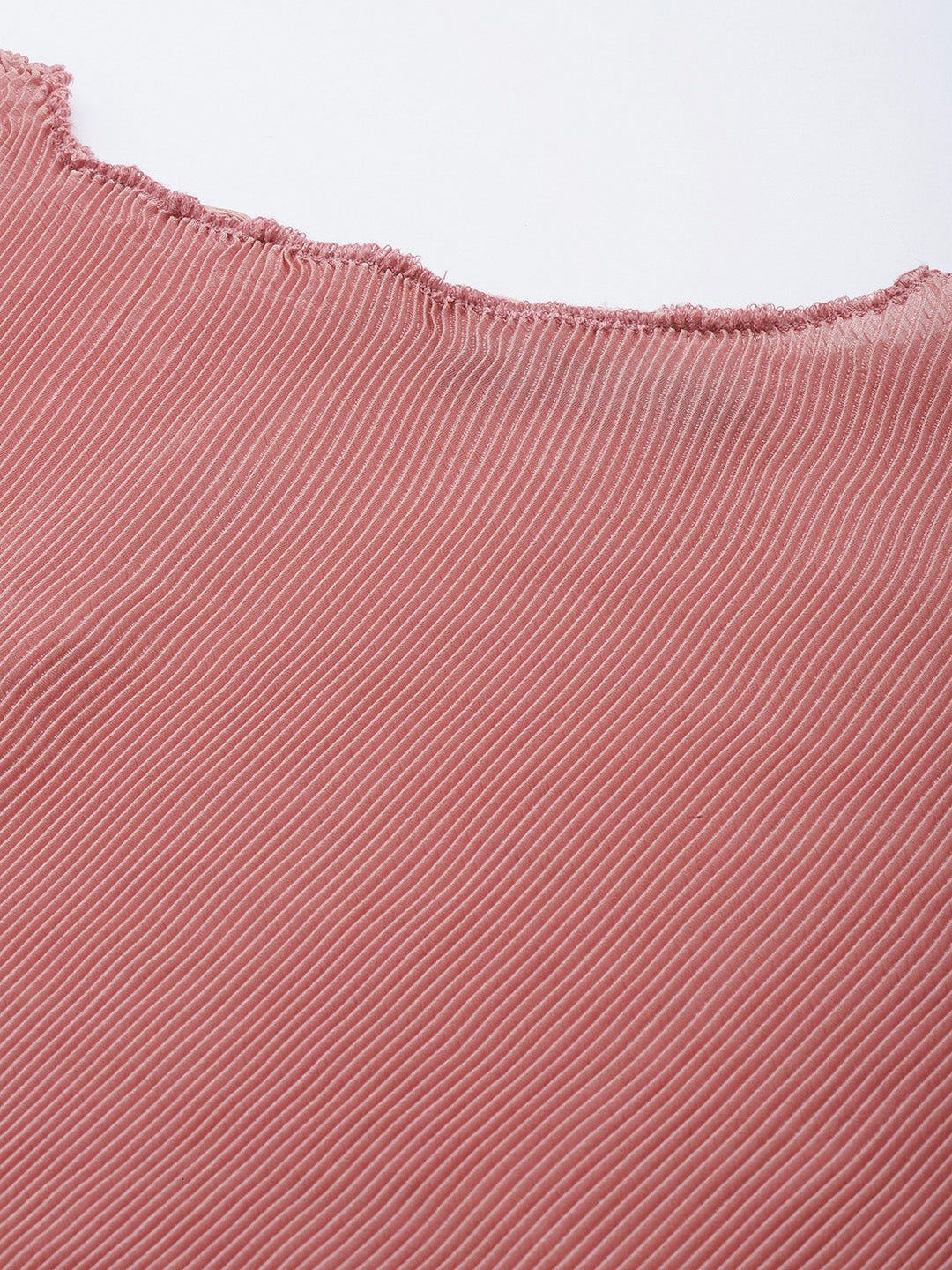 Women Pink Pleated Chinon Balloon Top