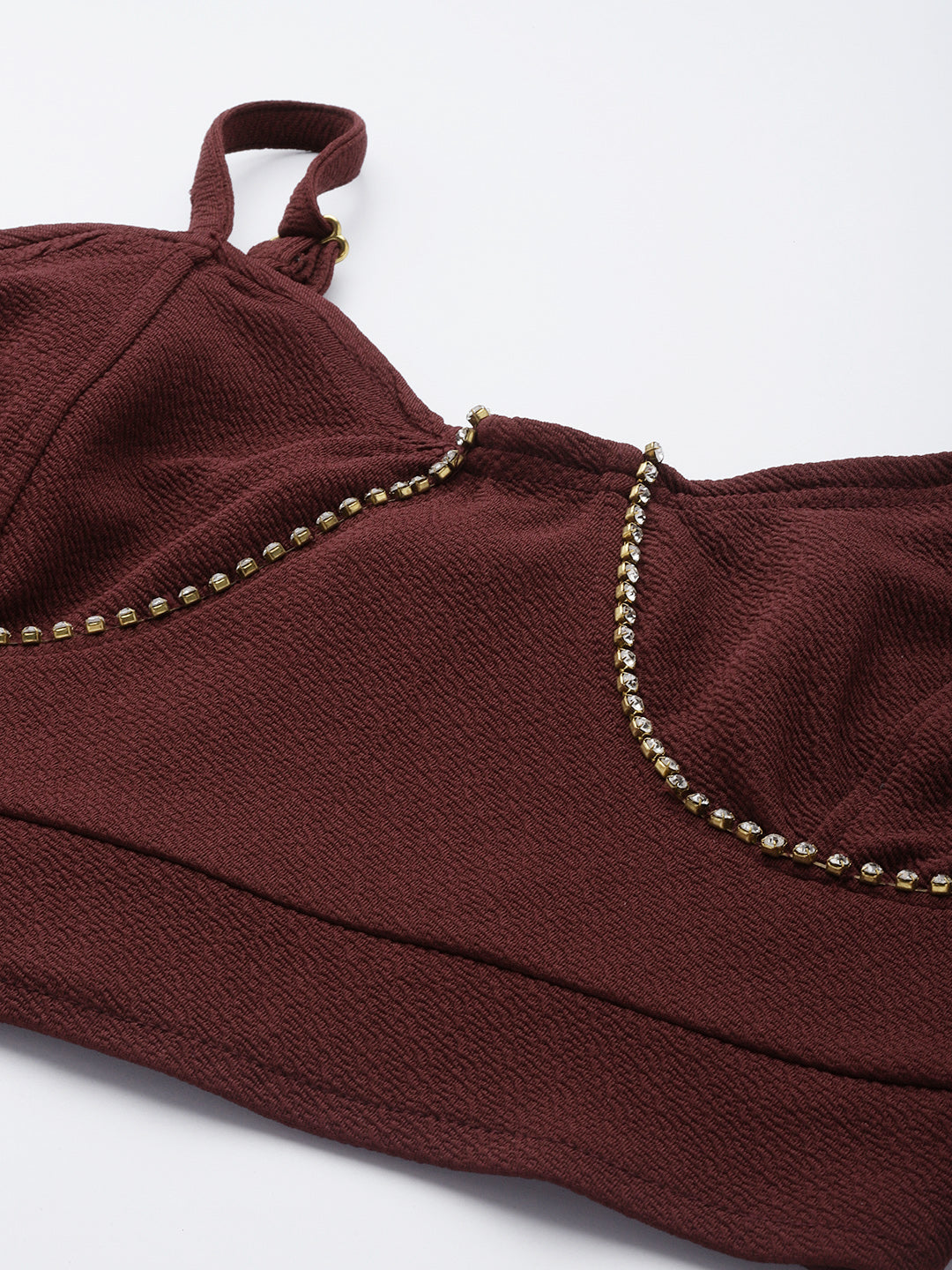 Women Burgundy Bustier Crop Top
