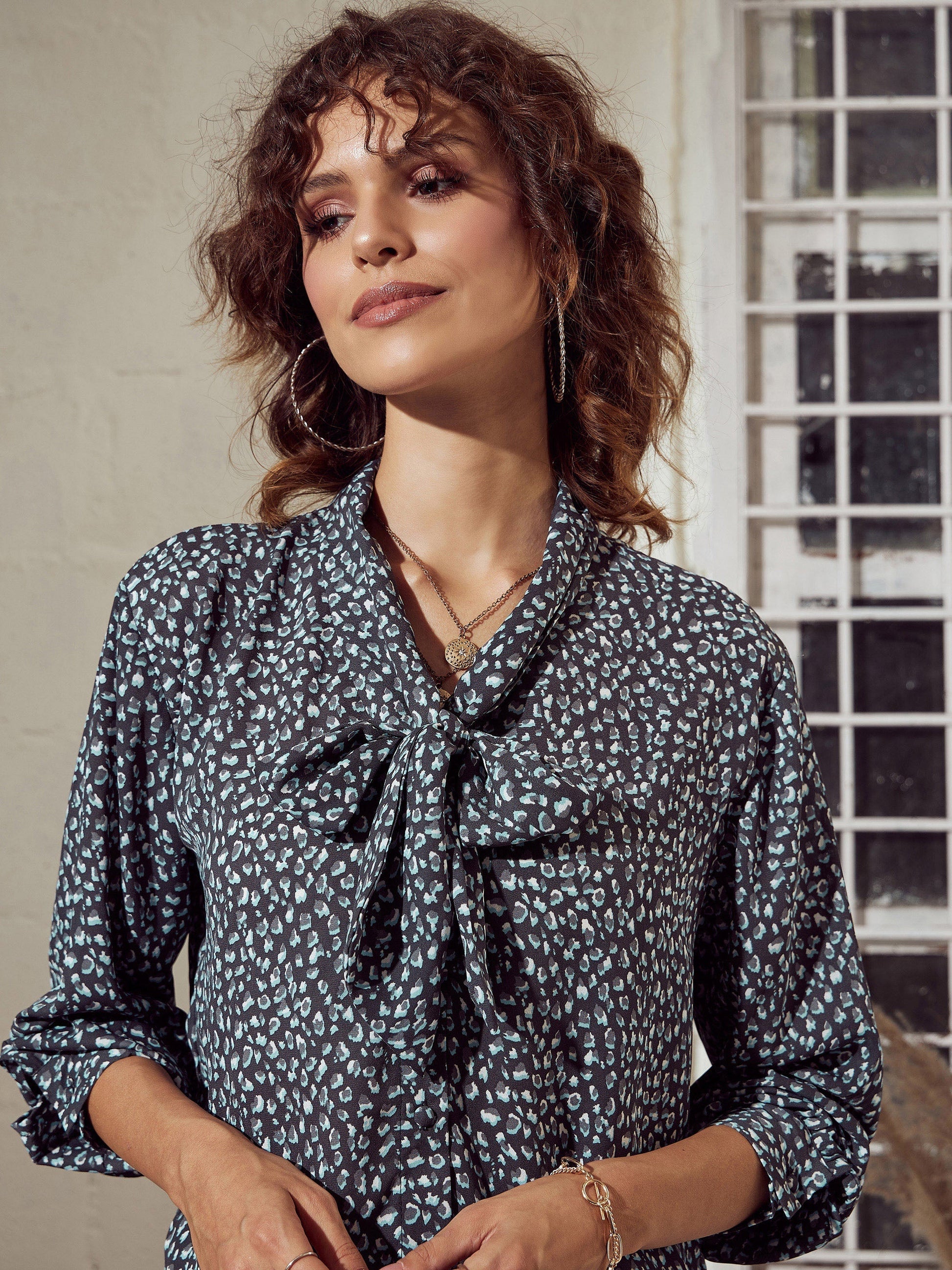 Charcoal Animal Neck Tie Top-SASSAFRAS