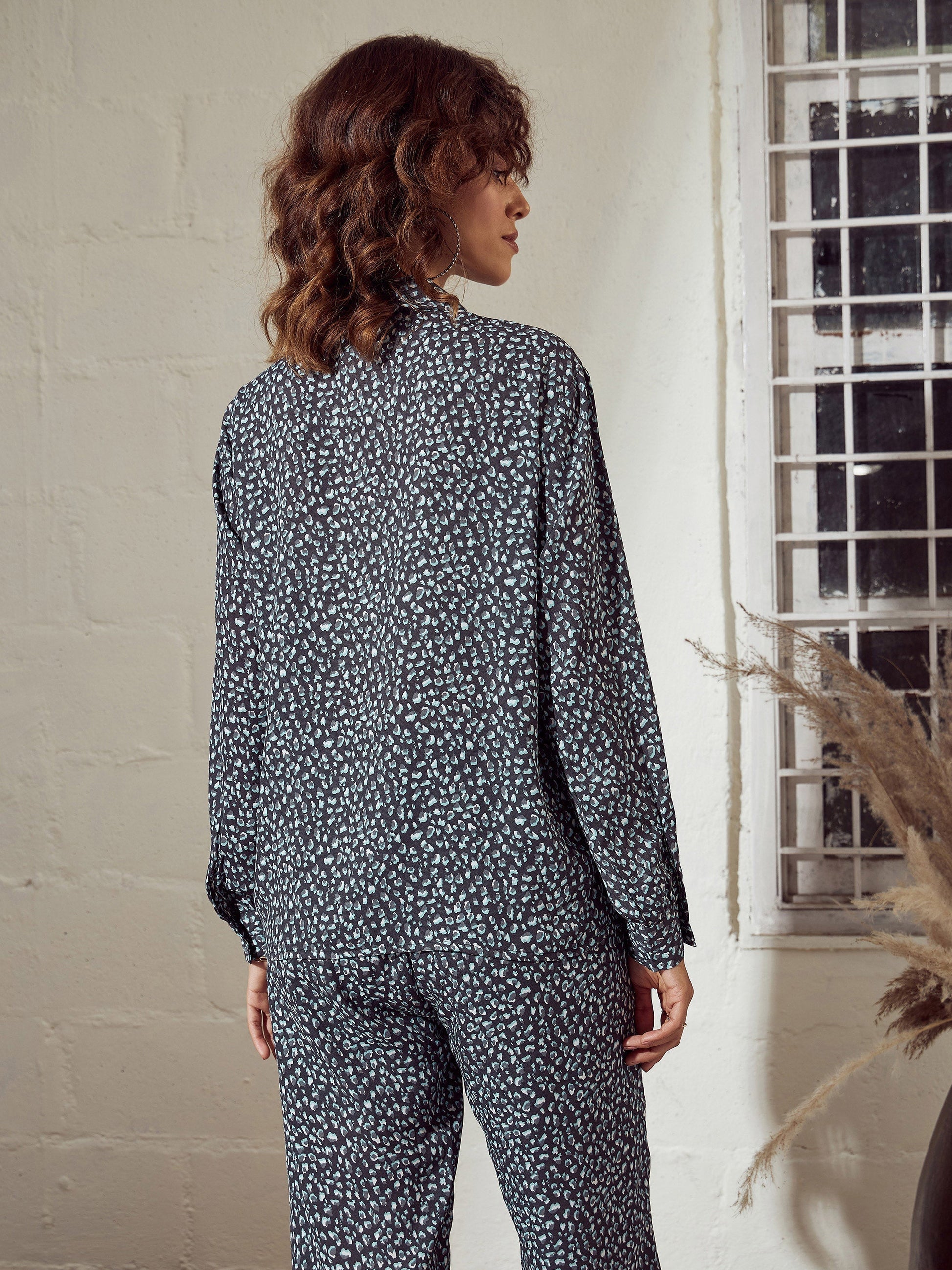 Charcoal Animal Neck Tie Top-SASSAFRAS