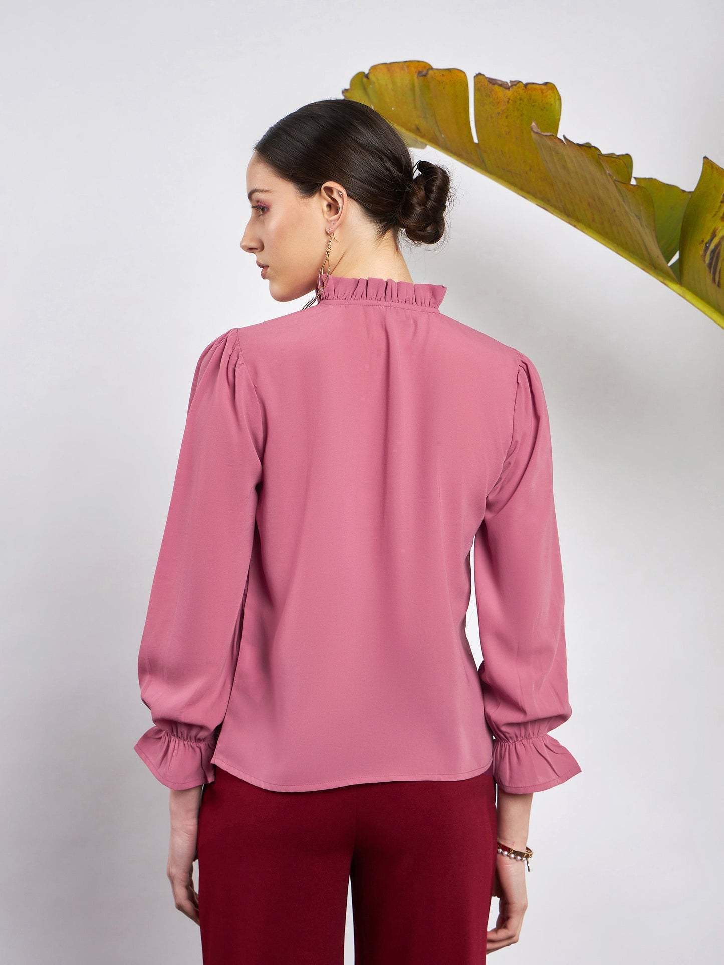 Dull Pink Front Pintuck Top-SASSAFRAS