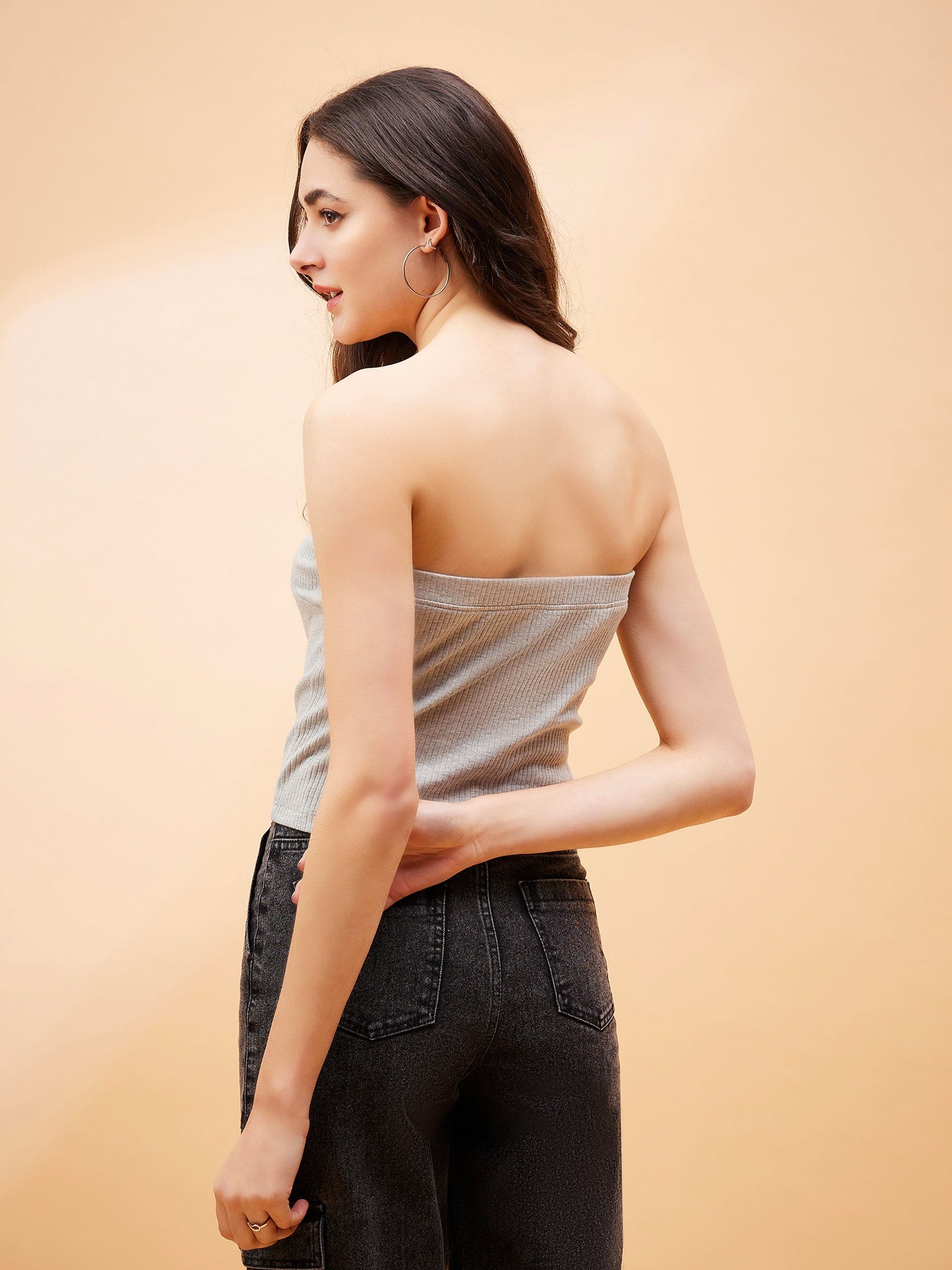 Grey Rib Tube Top-SASSAFRAS BASICS