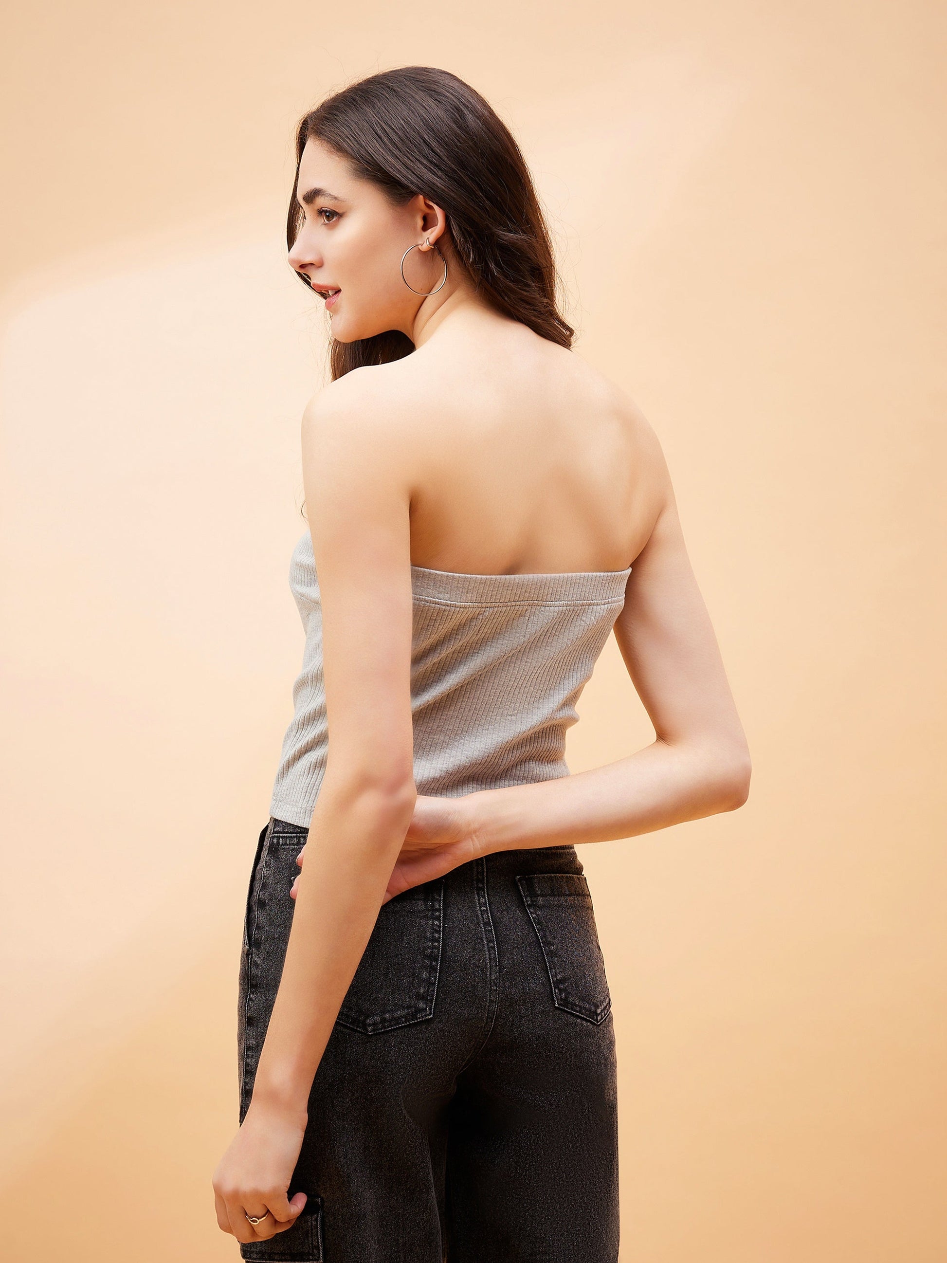 Grey Rib Tube Top-SASSAFRAS BASICS